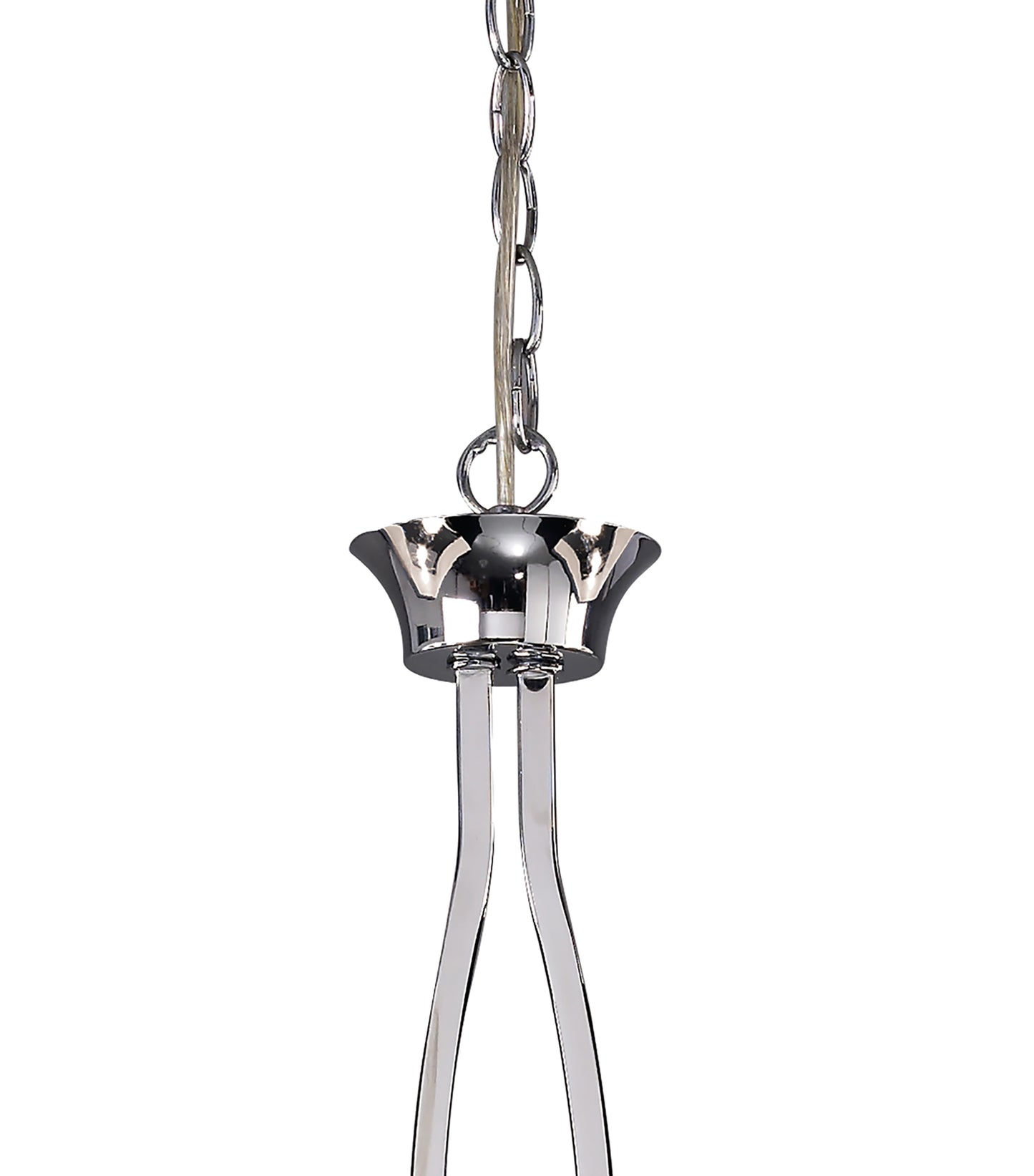 Akira Linear Pendant 2 Arm 6 Light E14, Polished Chrome With Black Shades by Mantra