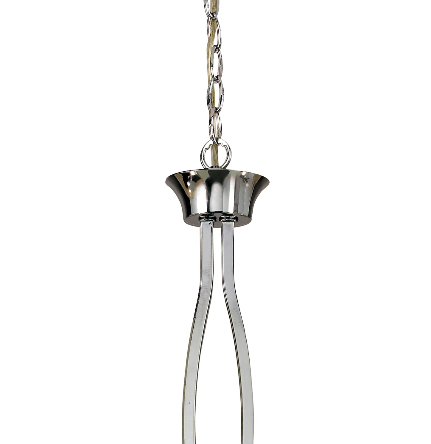 Akira Linear Pendant 2 Arm 6 Light E14, Polished Chrome With Cream Shades by Mantra