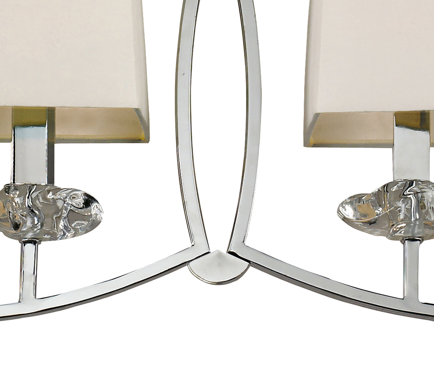 Akira Linear Pendant 2 Arm 6 Light E14, Polished Chrome With Cream Shades by Mantra