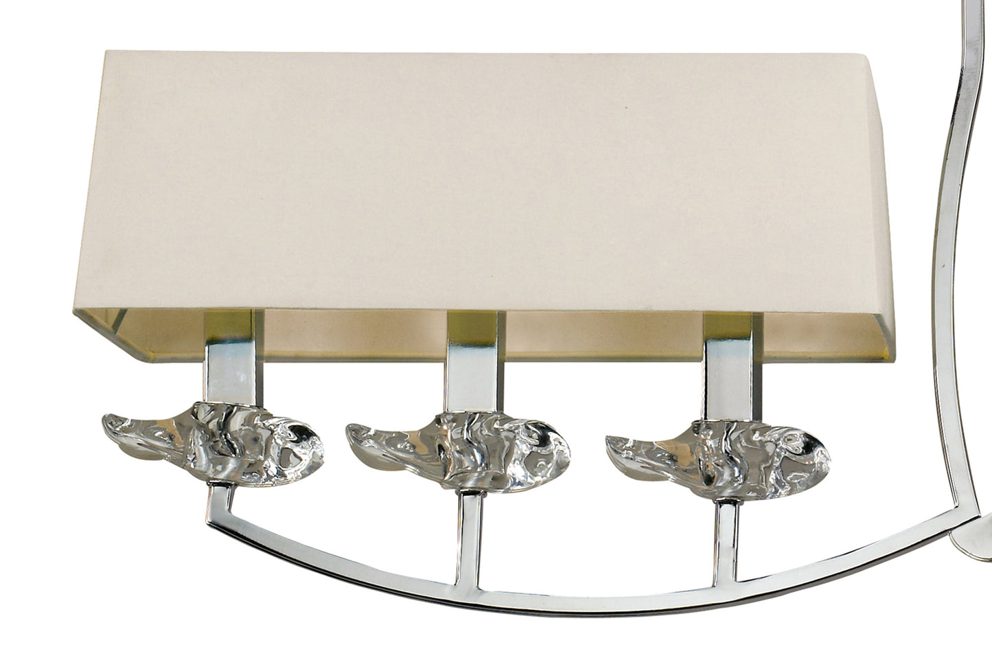 Akira Linear Pendant 2 Arm 6 Light E14, Polished Chrome With Cream Shades by Mantra