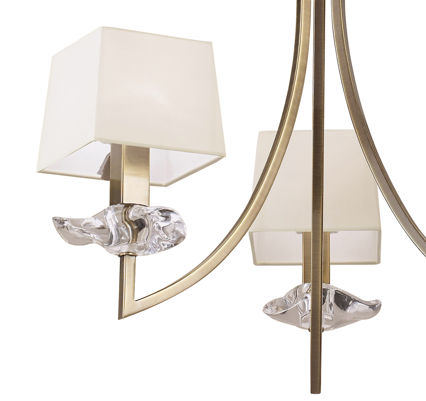 Akira Pendant 3 Light E14, Antique Brass With Cream Shades by Mantra