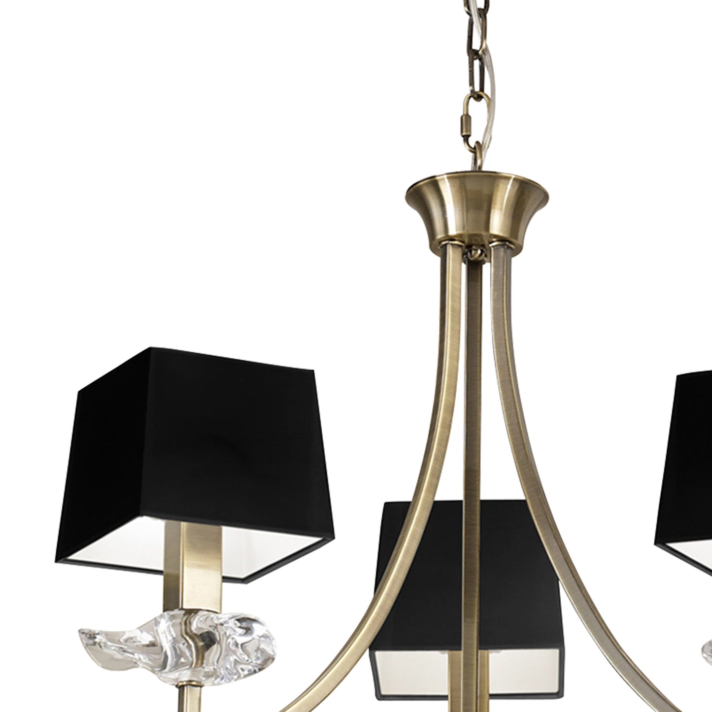 Akira Pendant 3 Light E14, Antique Brass With Black Shades by Mantra