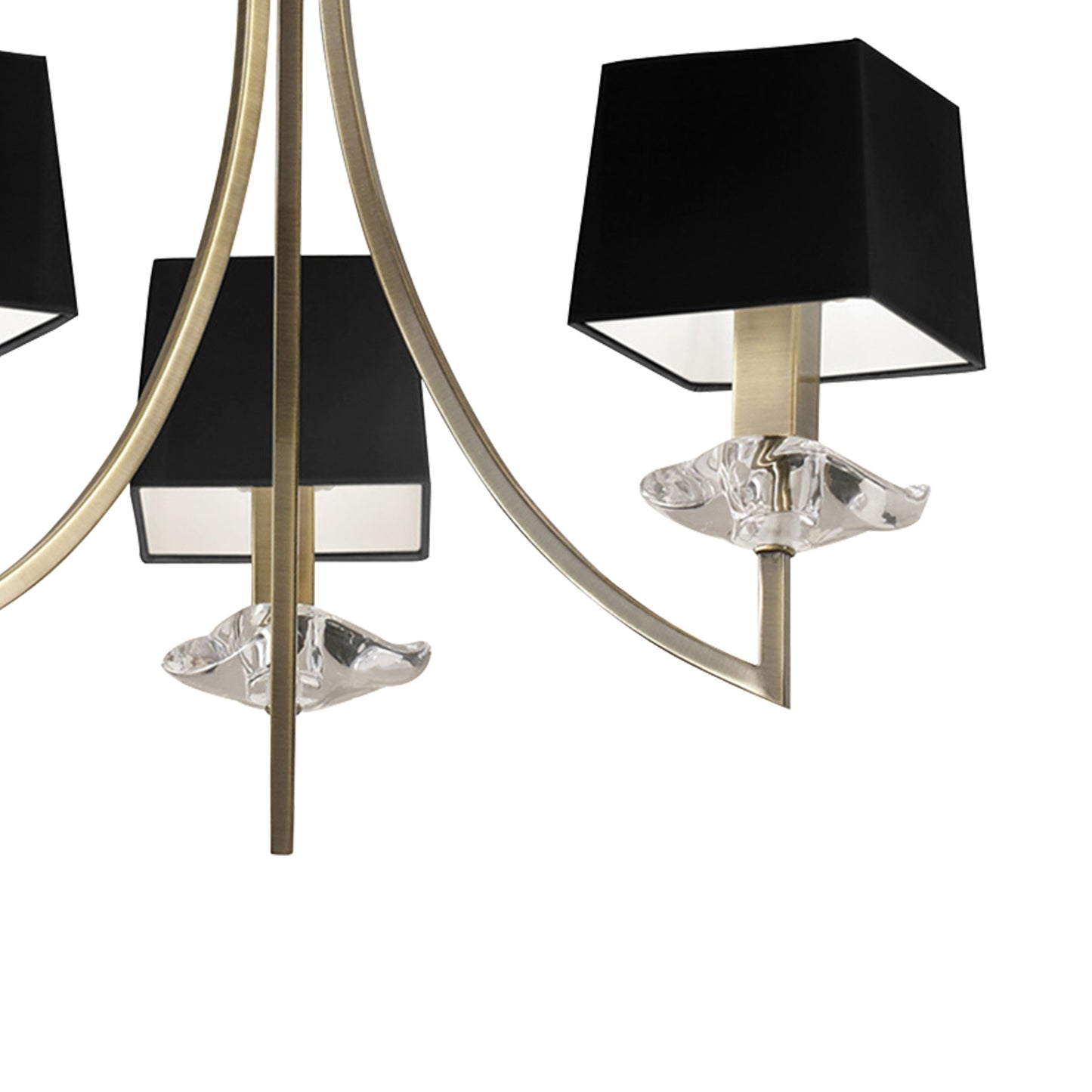 Akira Pendant 3 Light E14, Antique Brass With Black Shades by Mantra