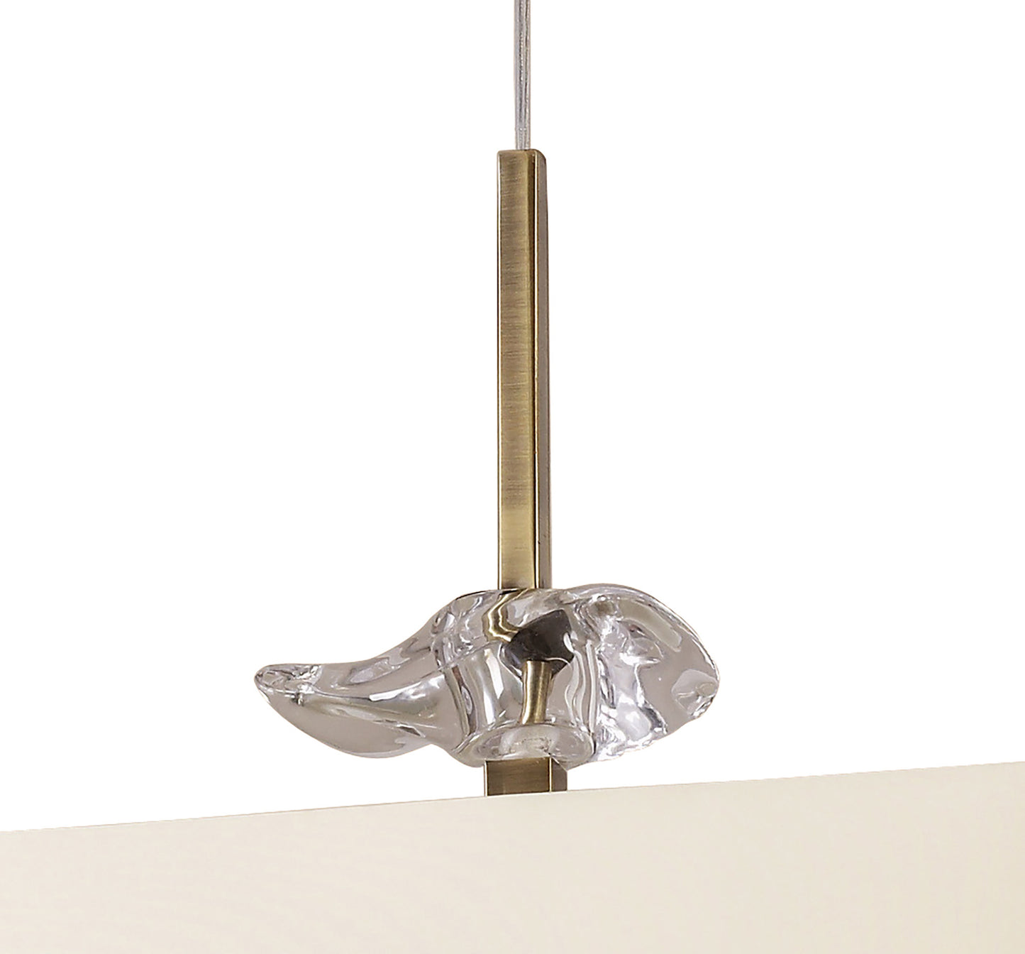 Akira Square Pendant 4 Light E27, Antique Brass/Frosted Glass With Cream Shade by Mantra