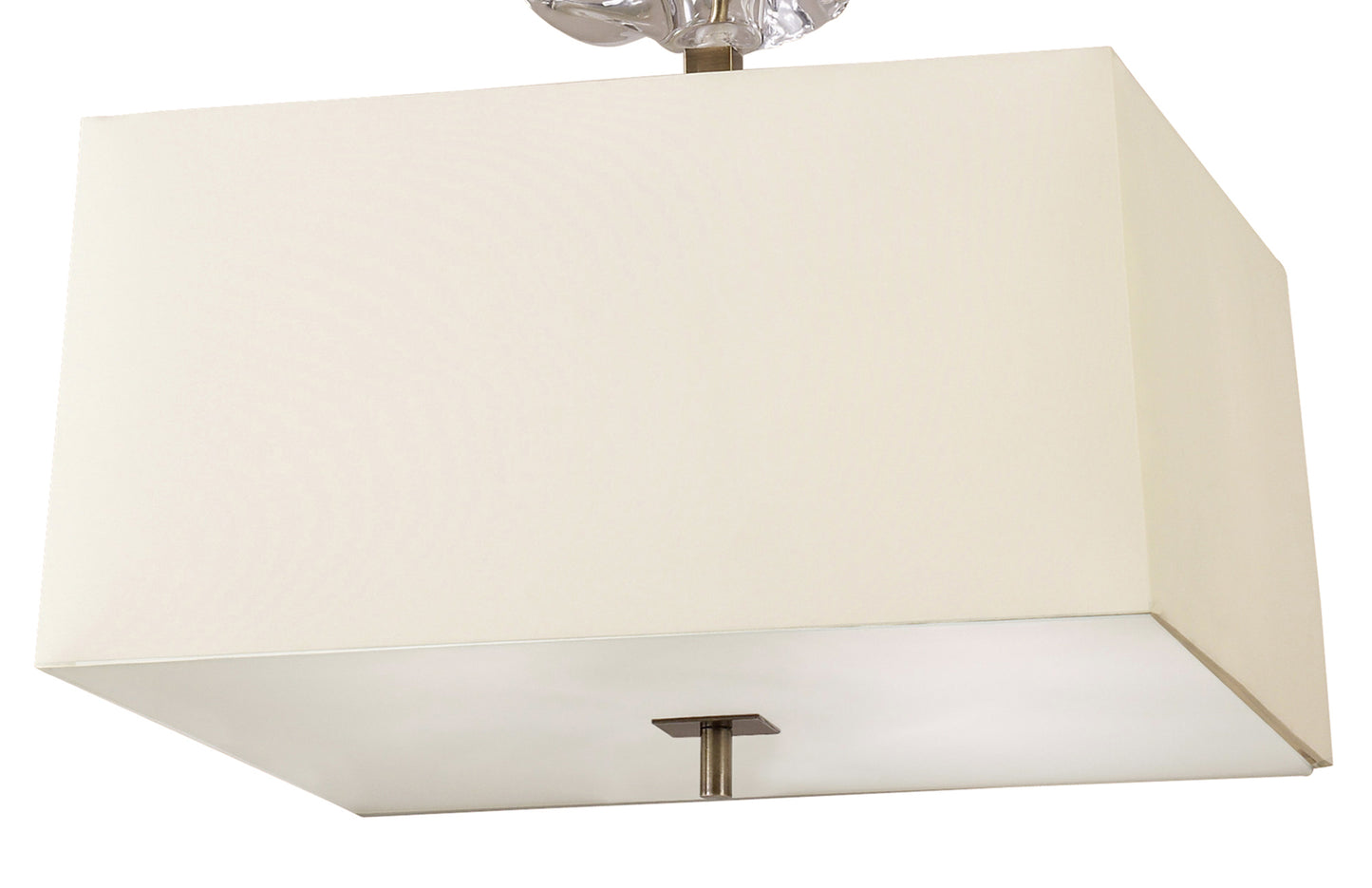 Akira Square Pendant 4 Light E27, Antique Brass/Frosted Glass With Cream Shade by Mantra