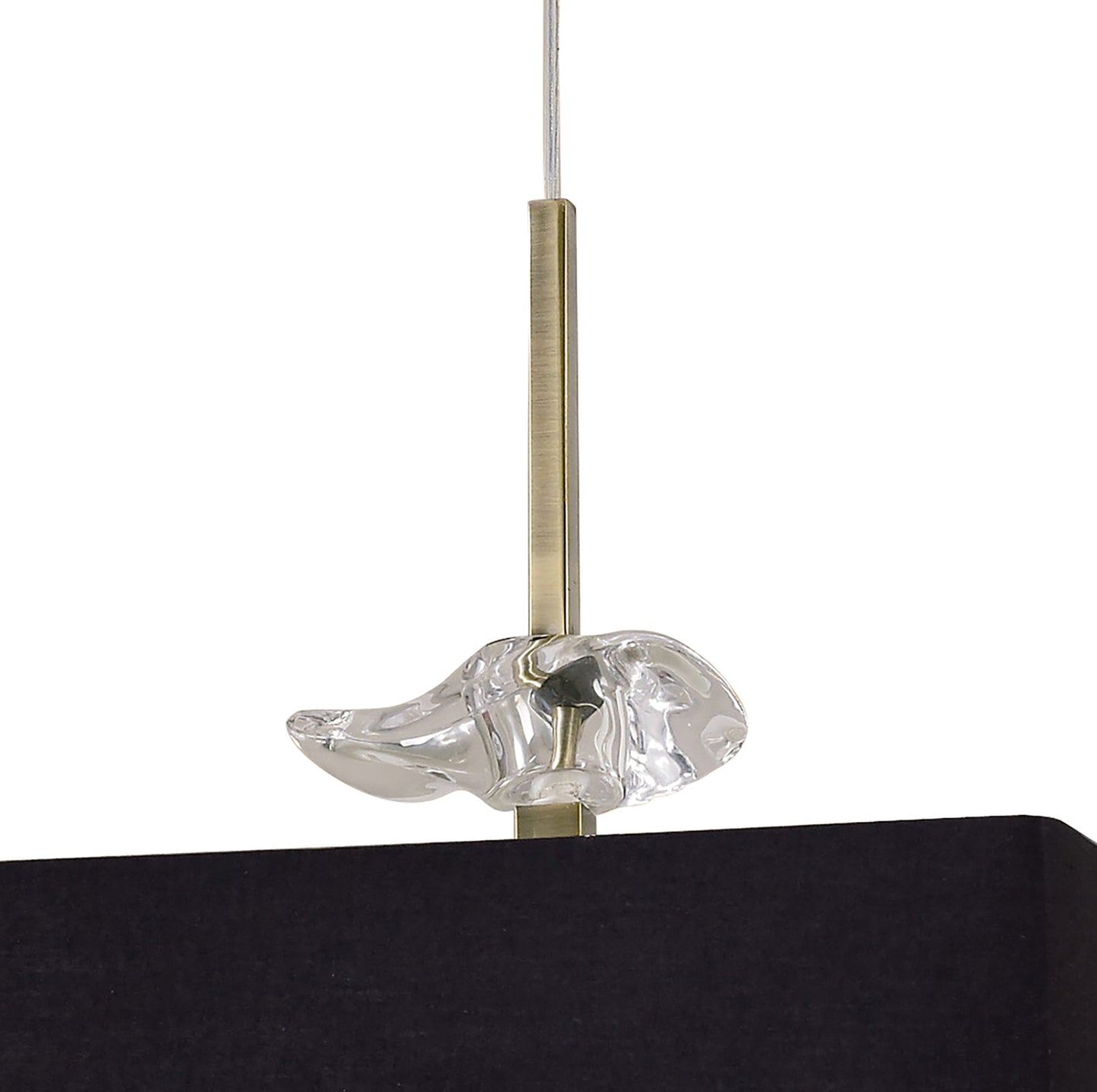 Akira Square Pendant 4 Light E27, Antique Brass/Frosted Glass With Black Shade by Mantra