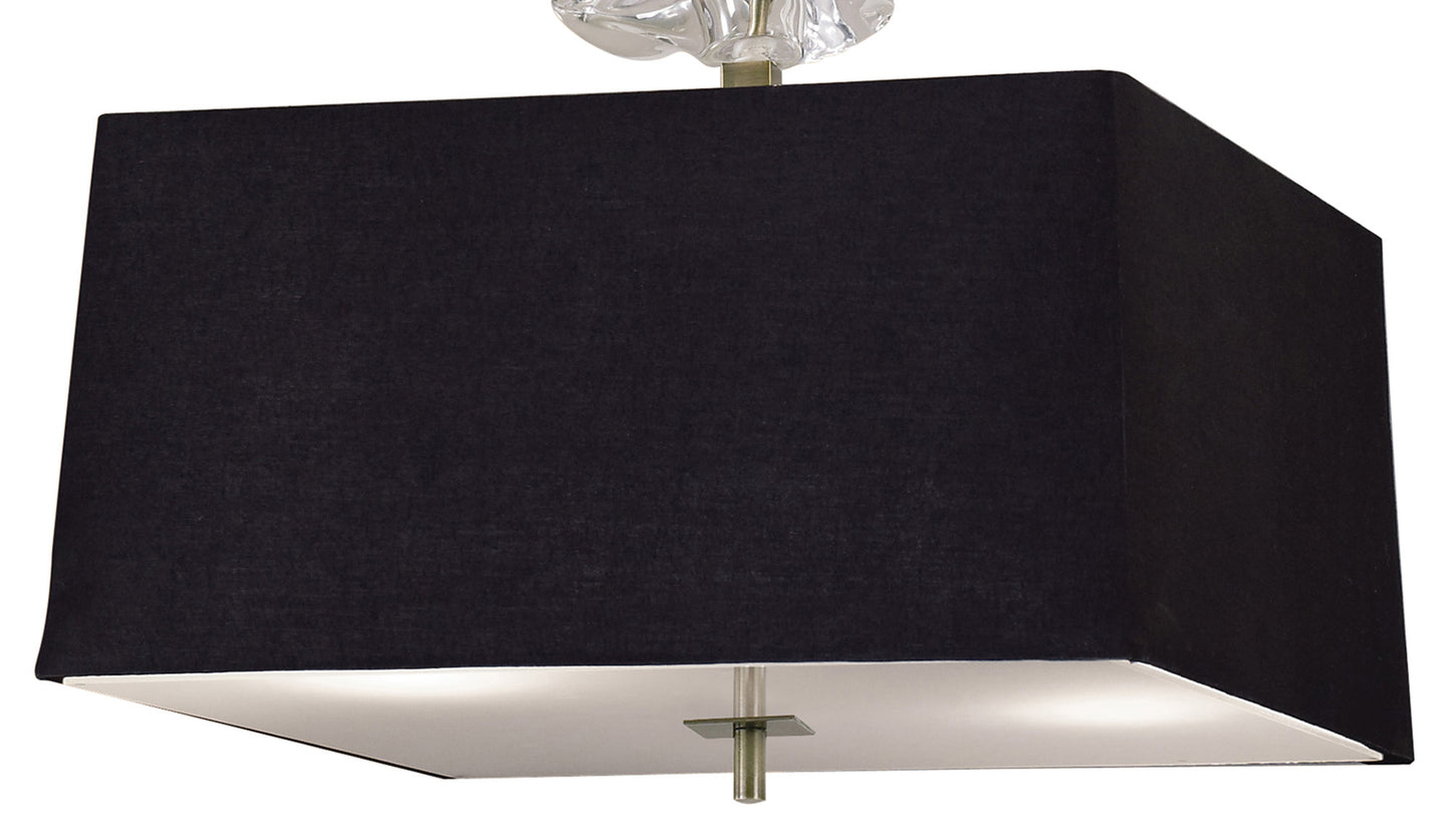 Akira Square Pendant 4 Light E27, Antique Brass/Frosted Glass With Black Shade by Mantra