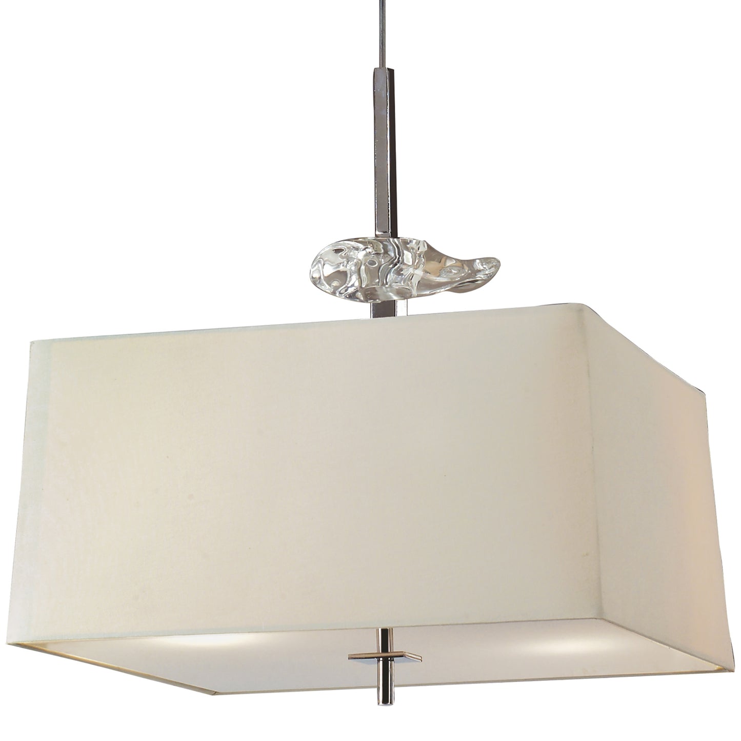 Akira Square Pendant 4 Light E27, Polished Chrome/Frosted Glass With Cream Shade by Mantra