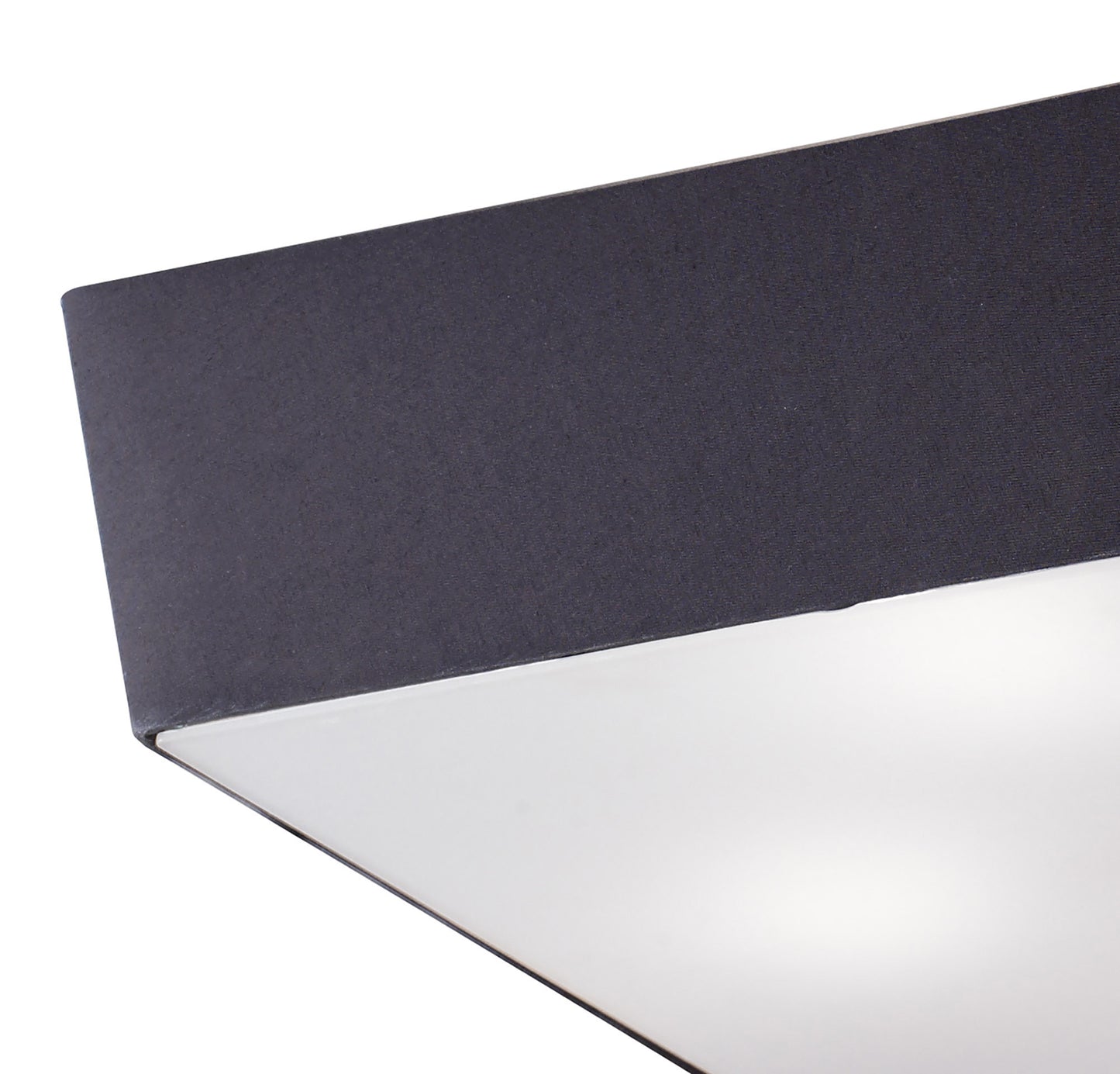 Akira Square Flush Ceiling 4 Light E27, Polished Chrome / Frosted Glass With Black Shade by Mantra