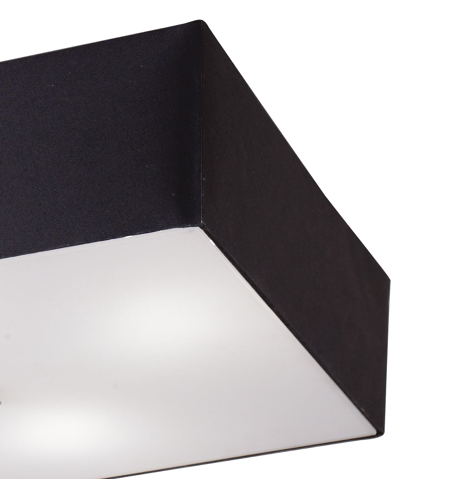 Akira Square Flush Ceiling 4 Light E27, Polished Chrome / Frosted Glass With Black Shade by Mantra