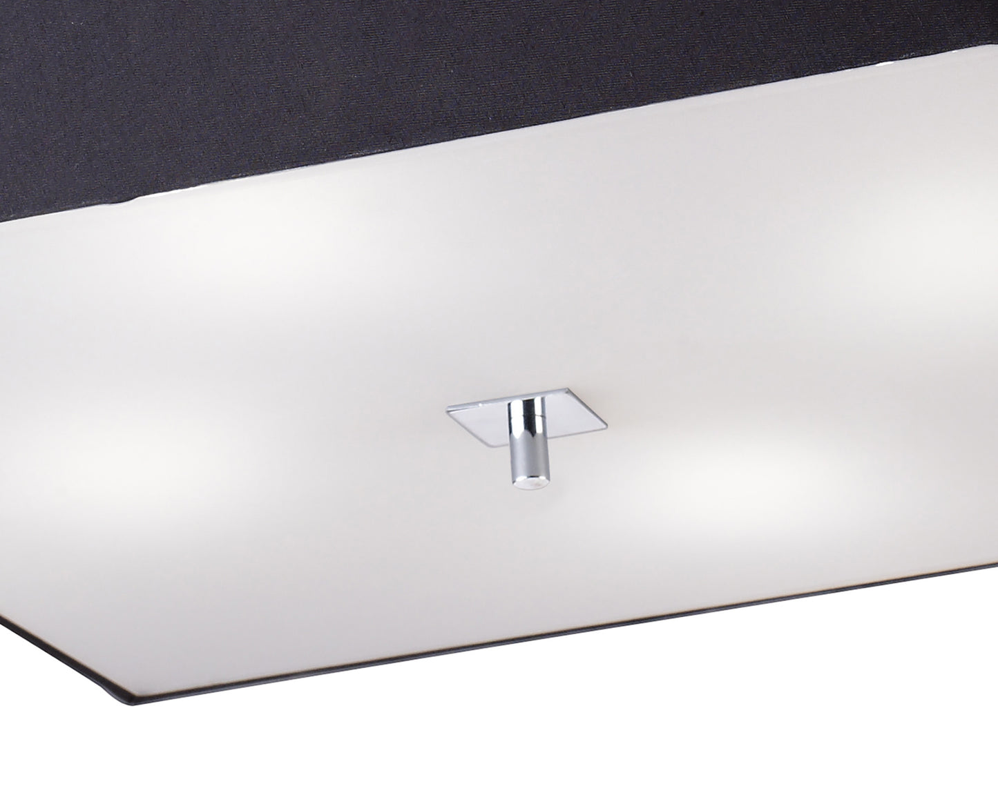 Akira Square Flush Ceiling 4 Light E27, Polished Chrome / Frosted Glass With Black Shade by Mantra