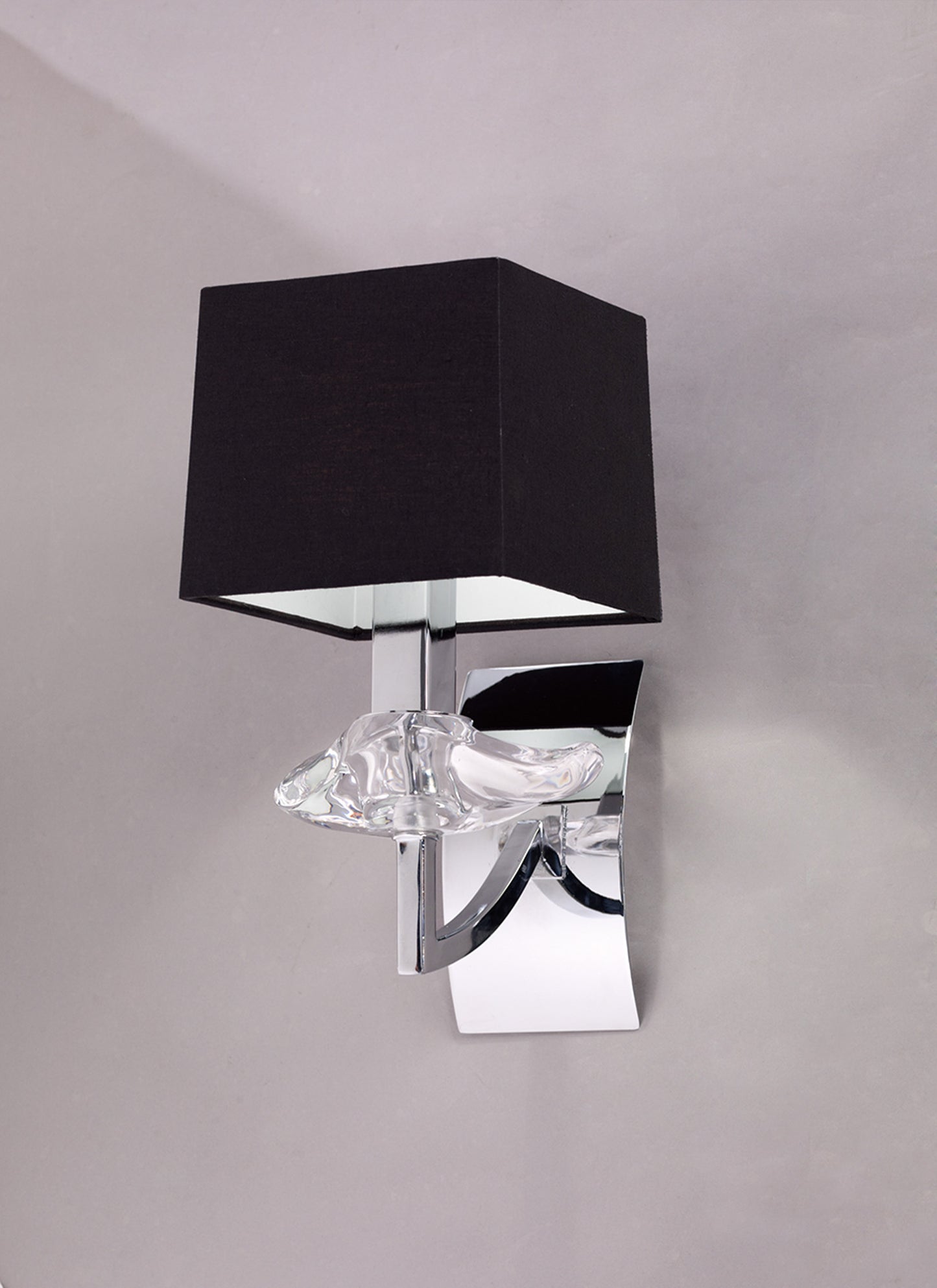 Akira Wall Lamp Switched 1 Light E14, Polished Chrome With Black Shade by Mantra