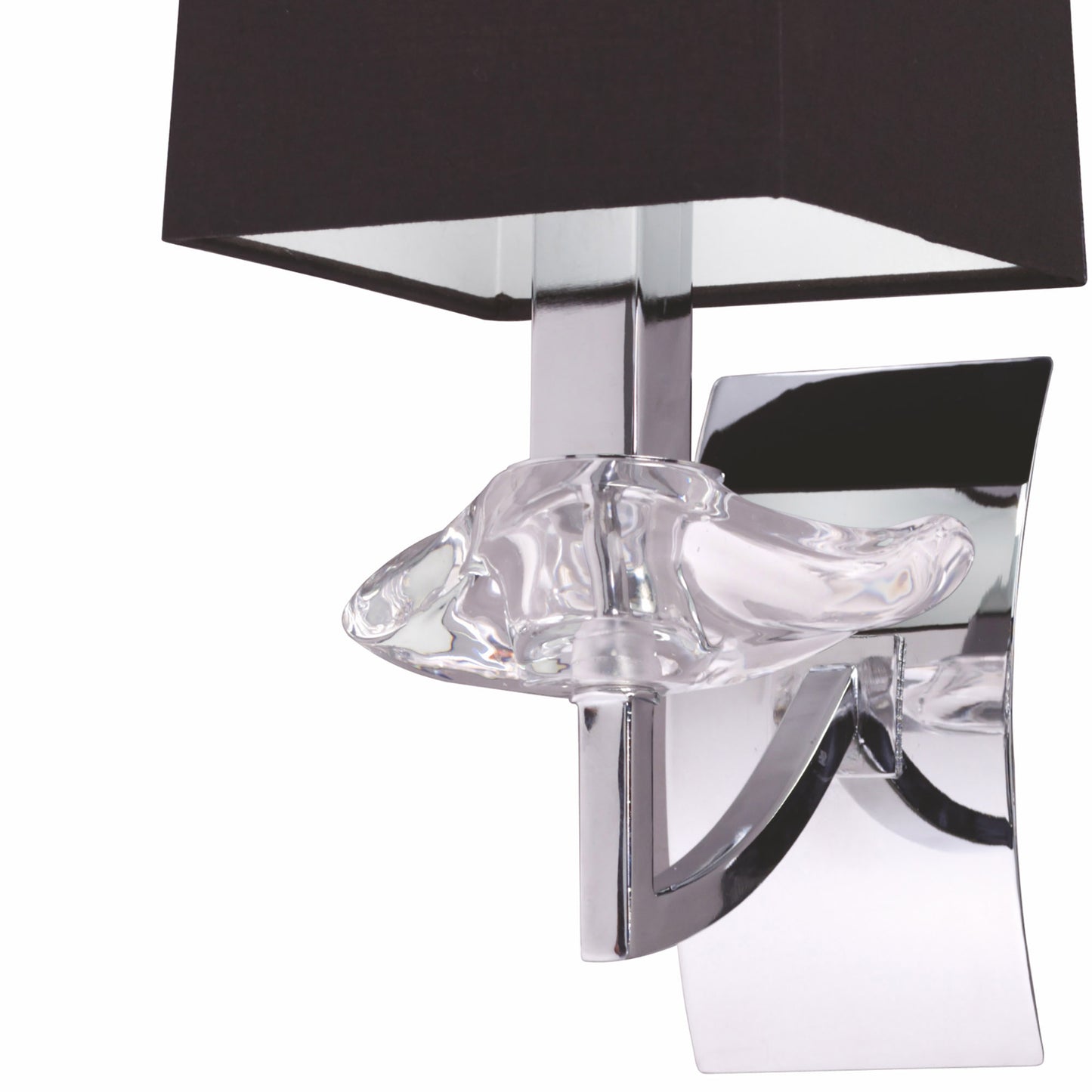 Akira Wall Lamp Switched 1 Light E14, Polished Chrome With Black Shade by Mantra