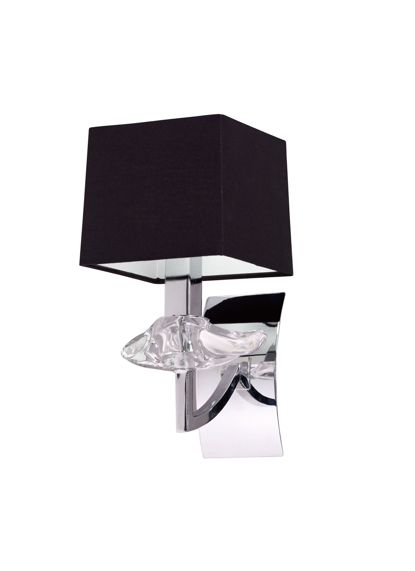 Akira Wall Lamp Switched 1 Light E14, Polished Chrome With Black Shade by Mantra