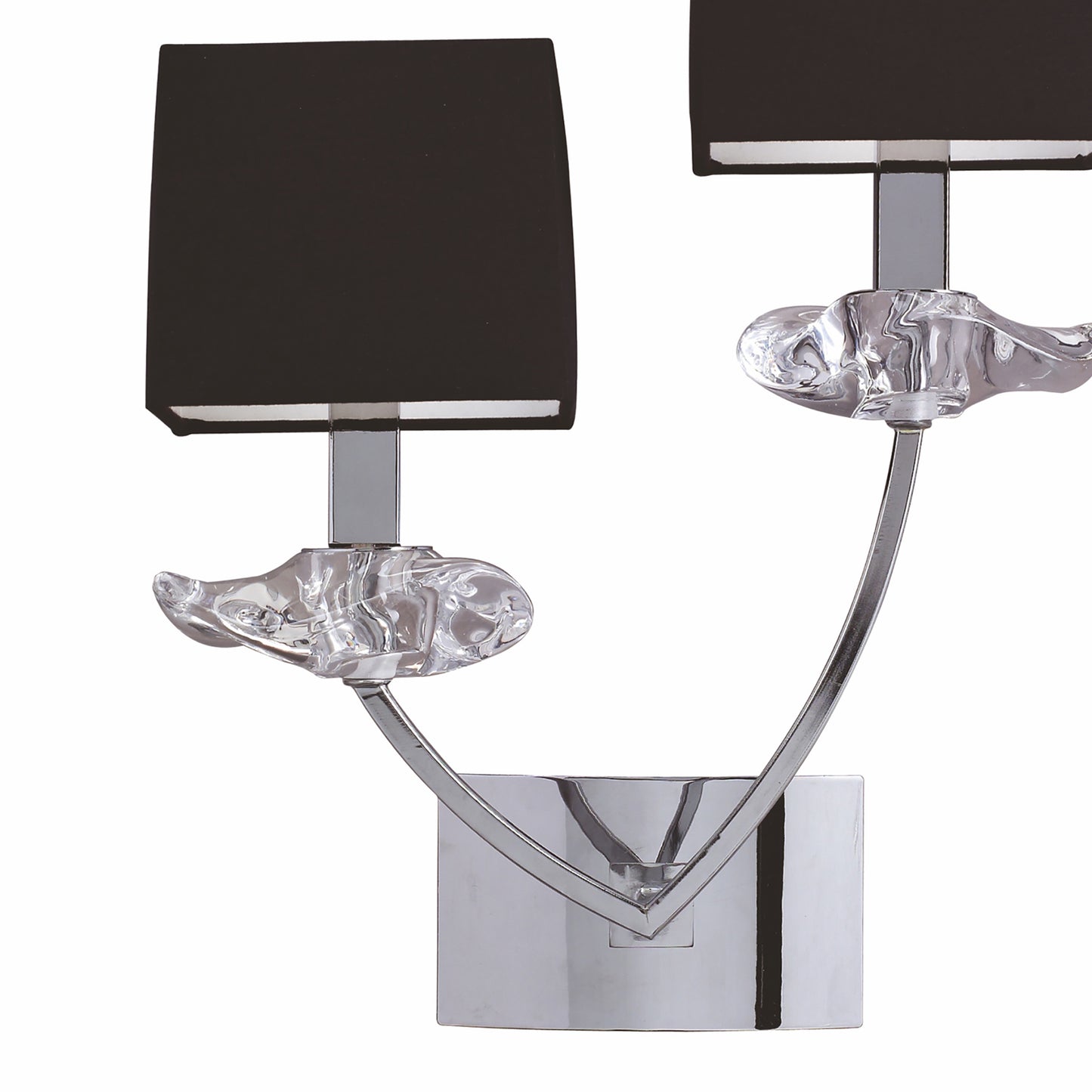 Akira Wall Lamp Switched 2 Light E14, Polished Chrome With Black Shades by Mantra