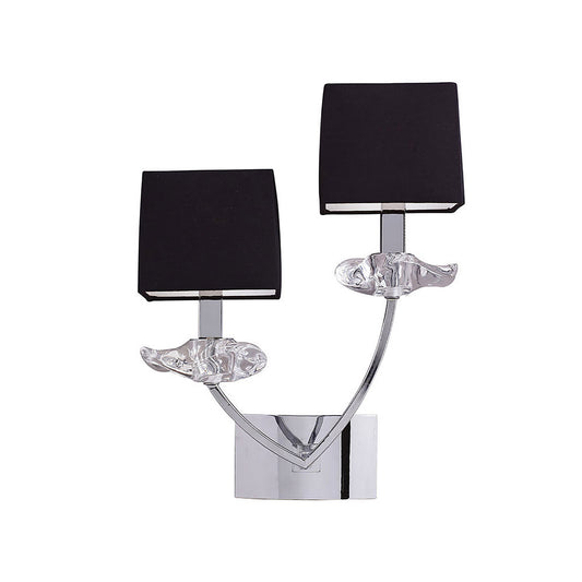 Akira Wall Lamp Switched 2 Light E14, Polished Chrome With Black Shades by Mantra