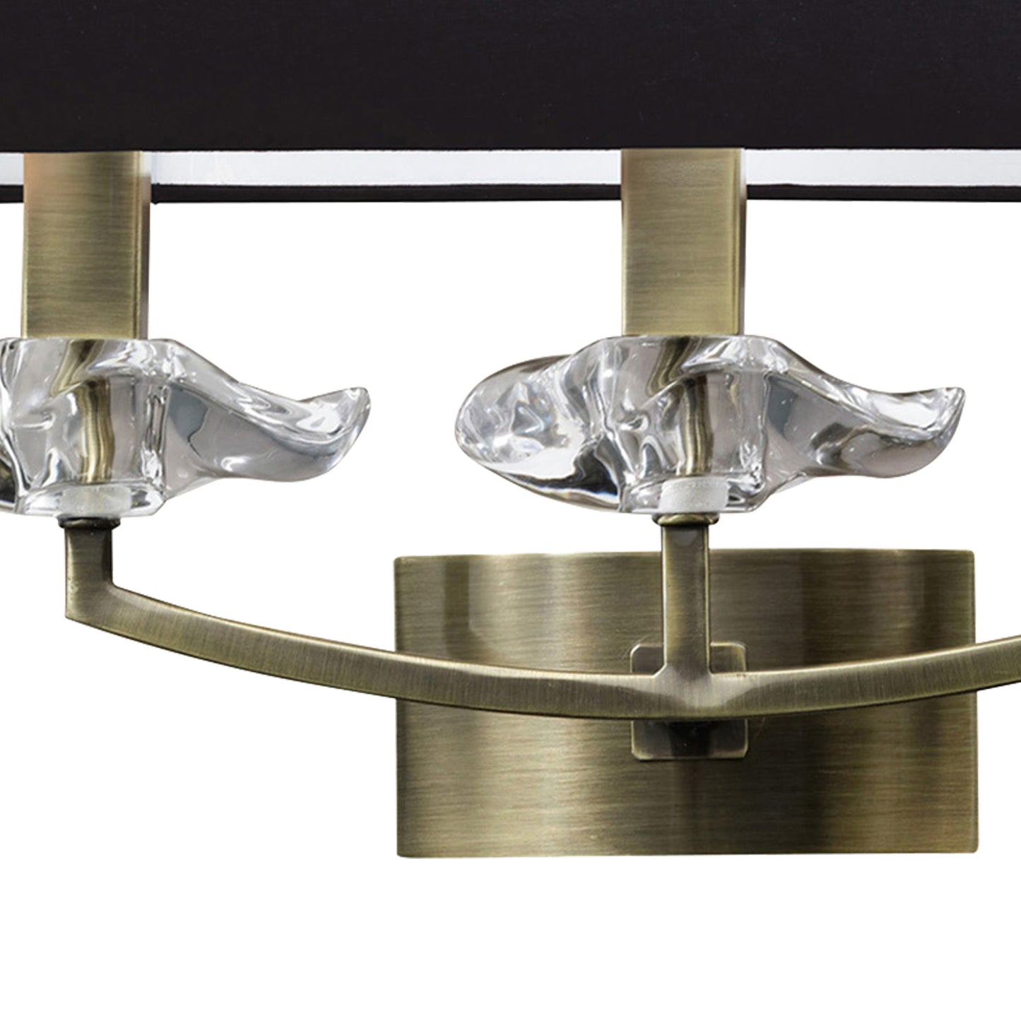 Akira Wall Lamp Switched 3 Light E14, Antique Brass With Black Shade by Mantra