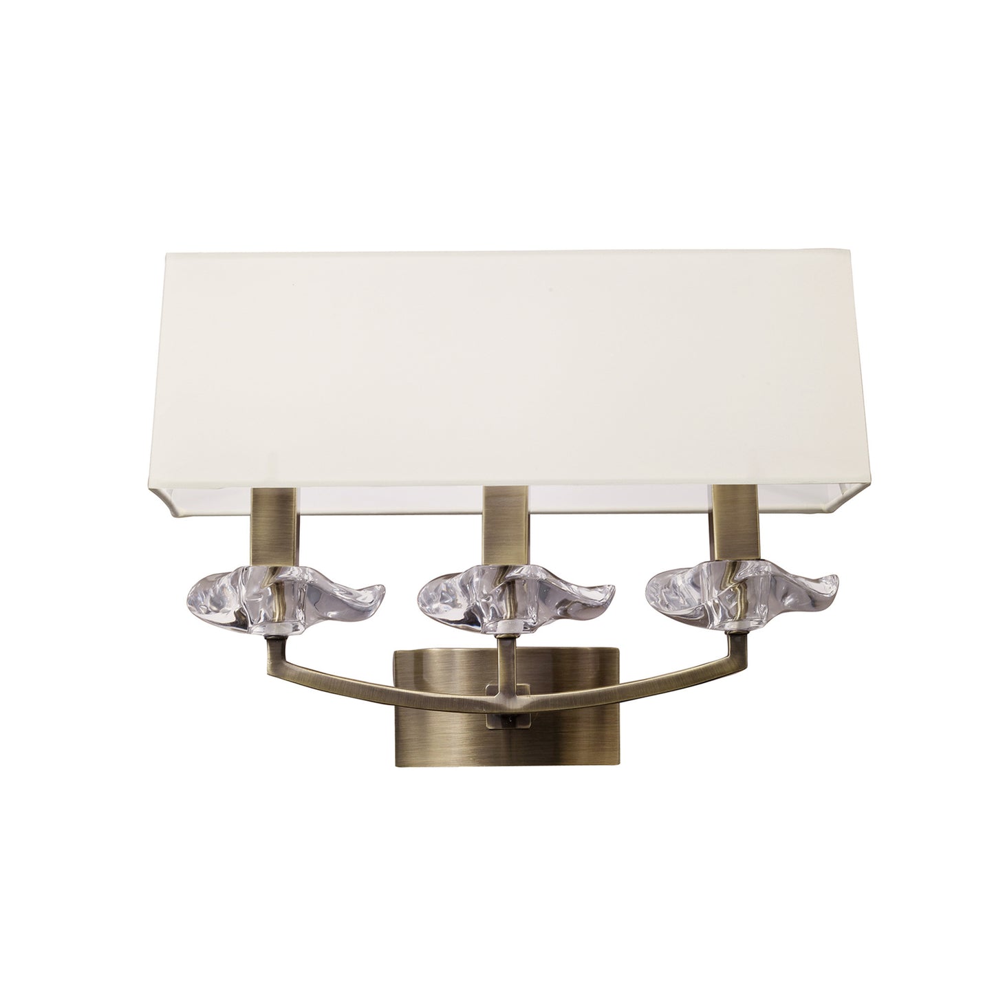 Akira Wall Lamp Switched 3 Light E14, Antique Brass With Cream Shade by Mantra