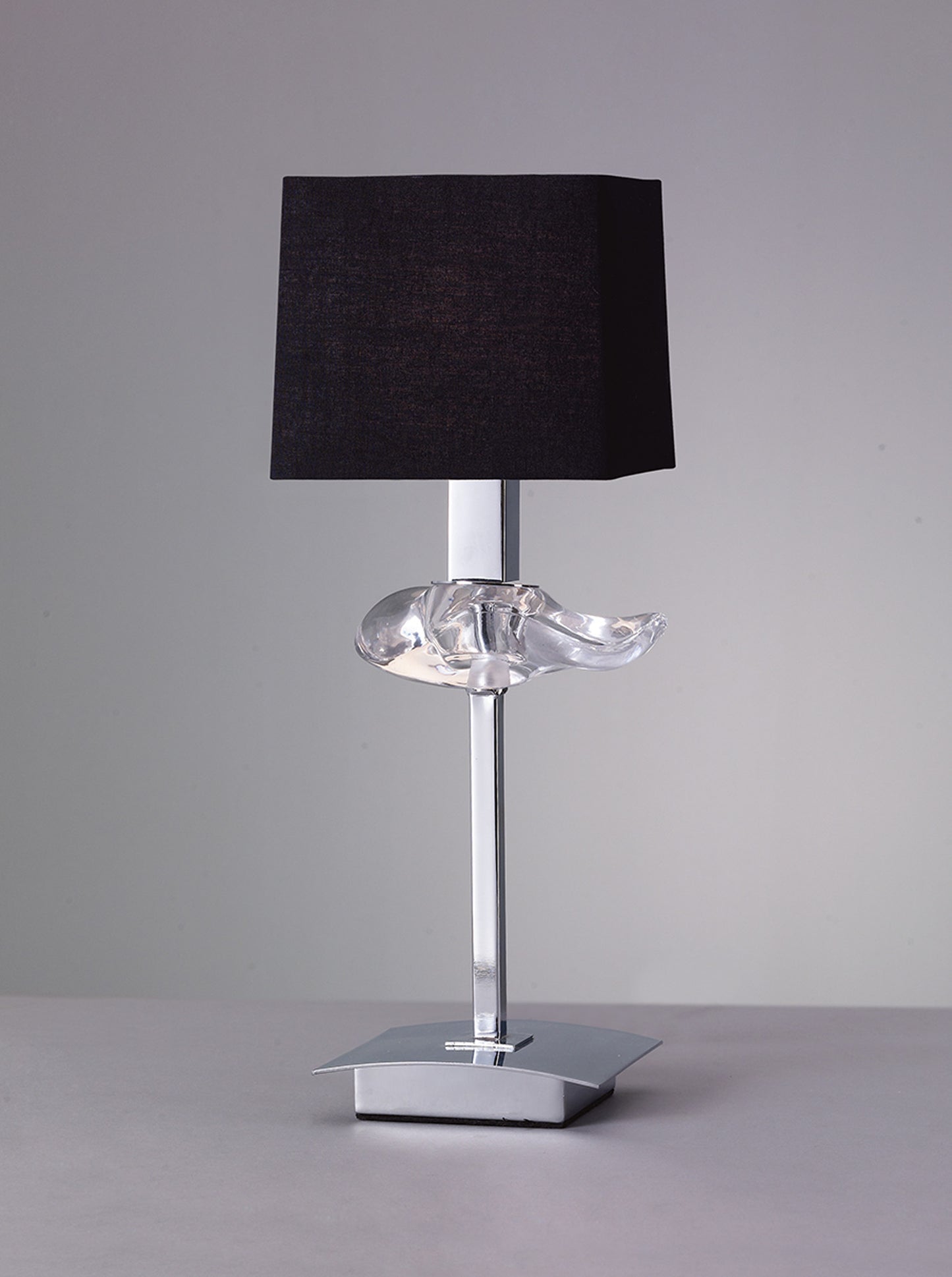 Akira Table Lamp 1 Light E14, Polished Chrome With Black Shade by Mantra