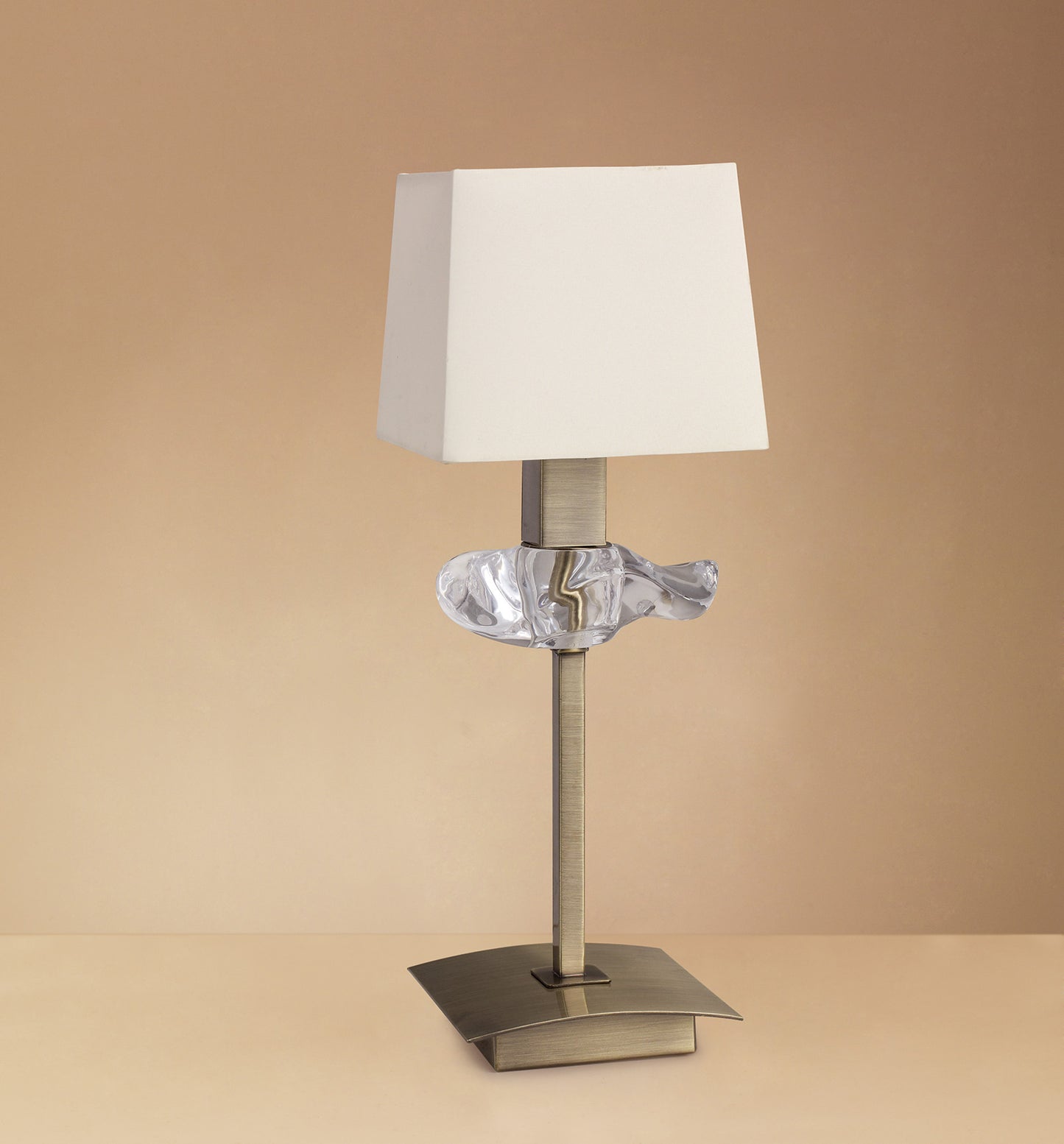 Akira Table Lamp 1 Light E14, Antique Brass With Cream Shade by Mantra