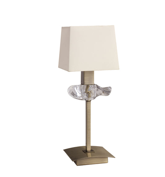 Akira Table Lamp 1 Light E14, Antique Brass With Cream Shade by Mantra