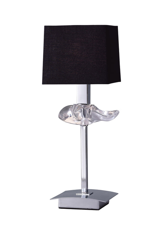 Akira Table Lamp 1 Light E14, Polished Chrome With Black Shade by Mantra