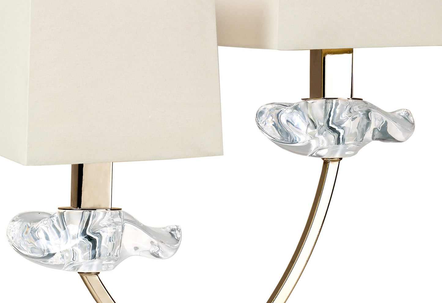 Akira Table Lamp 2 Light E14, Antique Brass With Cream Shades by Mantra