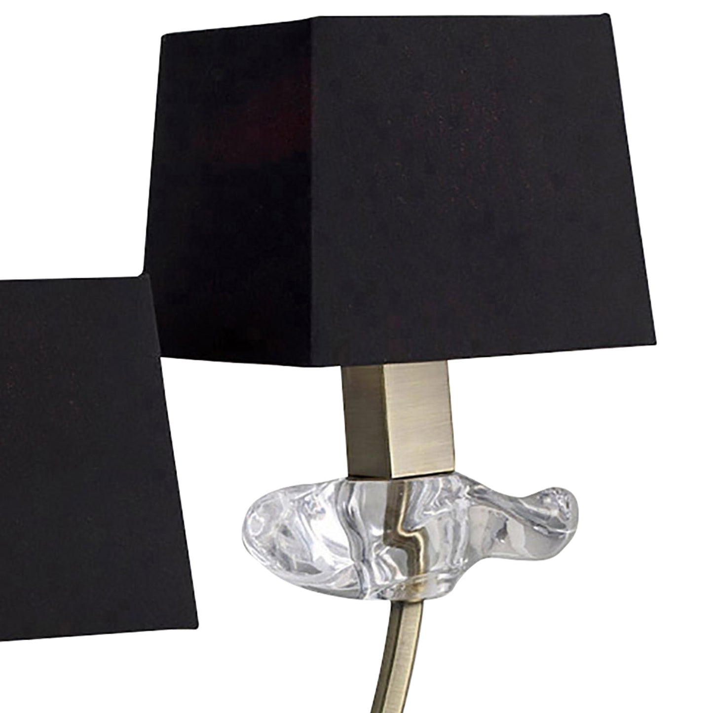 Akira Table Lamp 2 Light E14, Antique Brass With Black Shades by Mantra