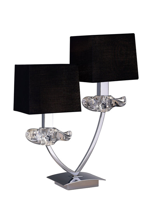 Akira Table Lamp 2 Light E14, Polished Chrome With Black Shades by Mantra