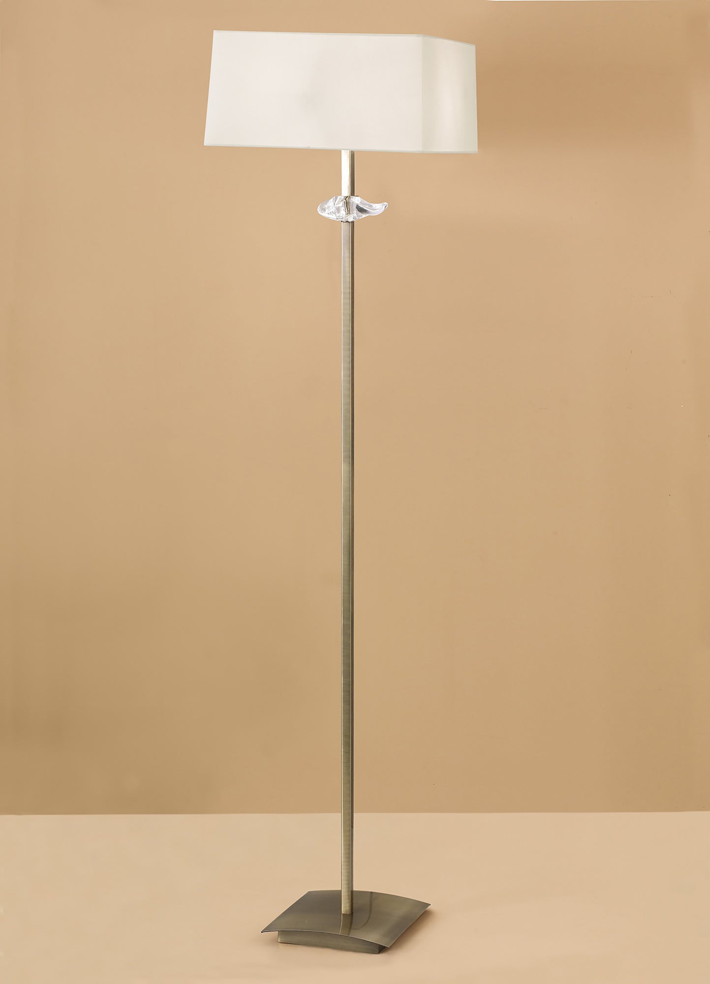 Akira Floor Lamp 3 Light E27, Antique Brass With Cream Shade by Mantra