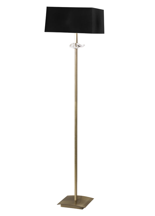 Akira Floor Lamp 3 Light E27, Antique Brass With Black Shade by Mantra