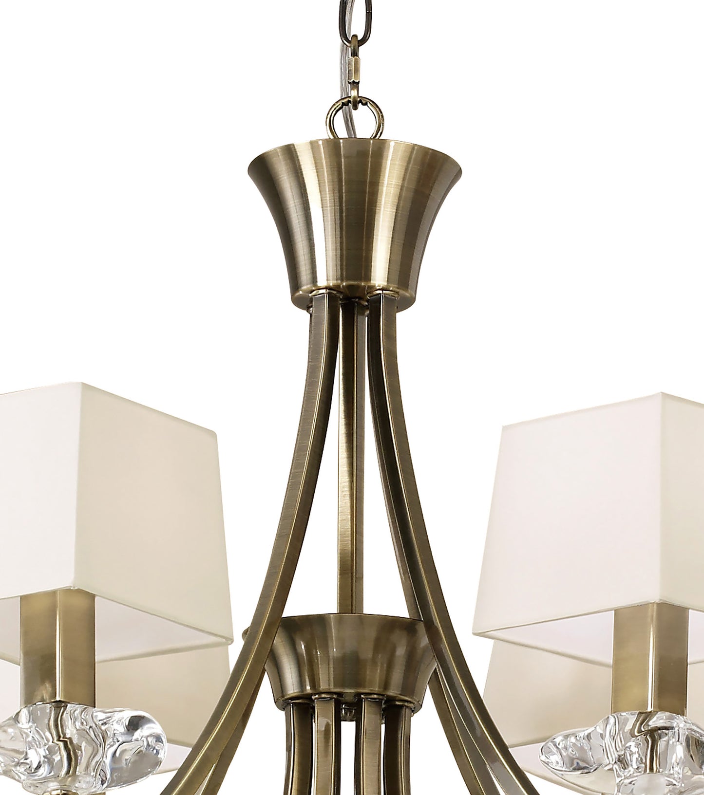 Akira Pendant 2 Tier 12 Light E14, Antique Brass With Cream Shades by Mantra