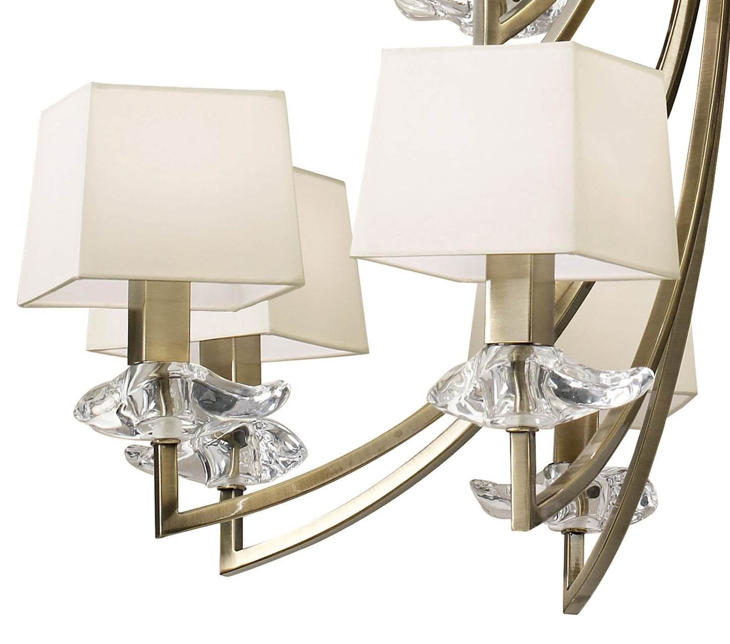 Akira Pendant 2 Tier 12 Light E14, Antique Brass With Cream Shades by Mantra