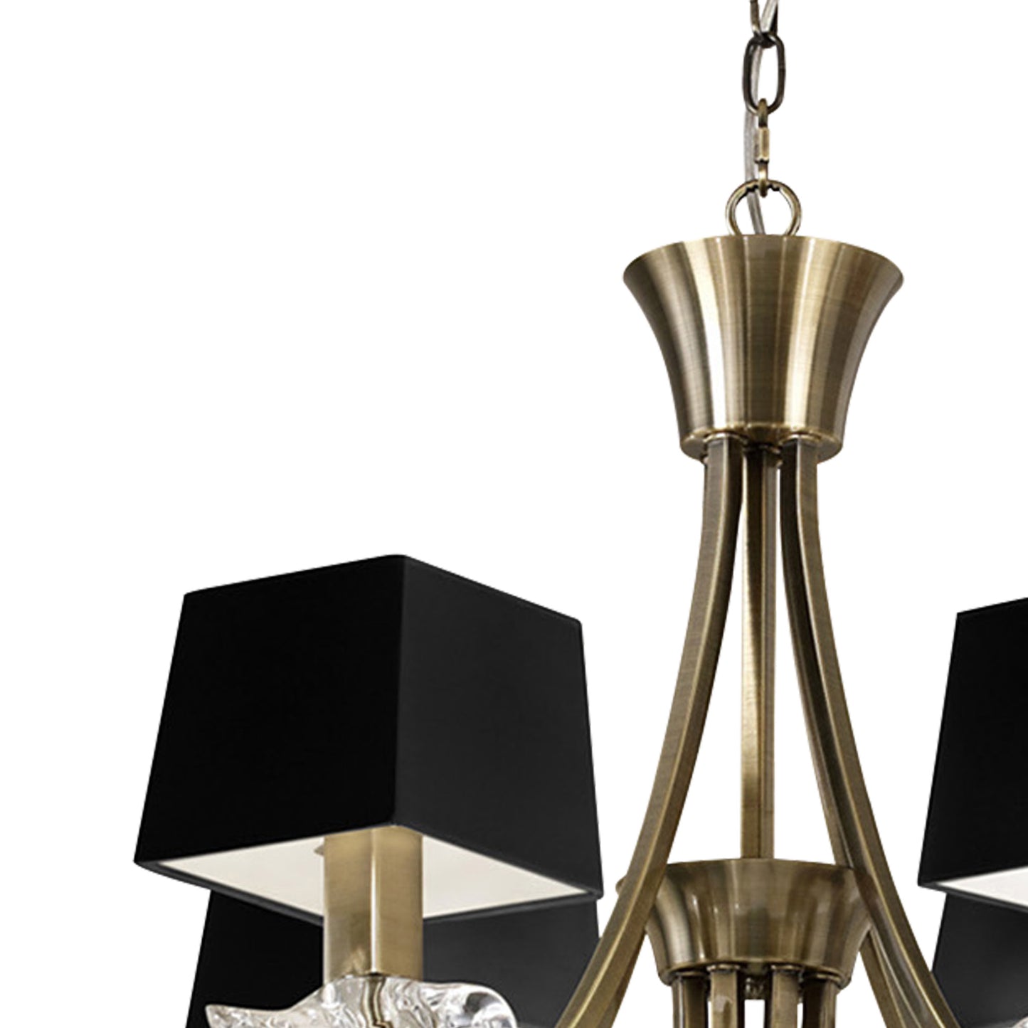 Akira Pendant 2 Tier 12 Light E14, Antique Brass With Black Shades by Mantra