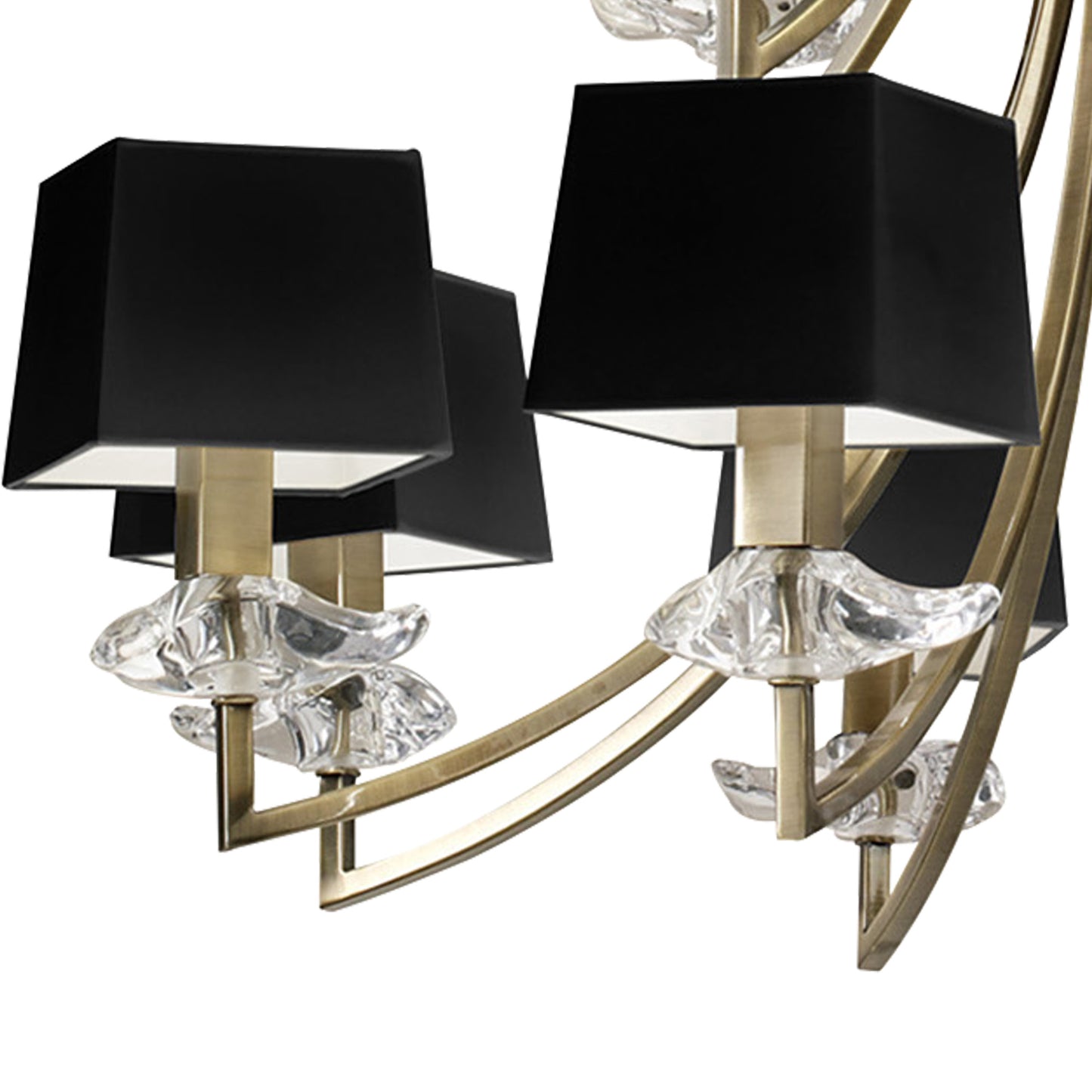 Akira Pendant 2 Tier 12 Light E14, Antique Brass With Black Shades by Mantra