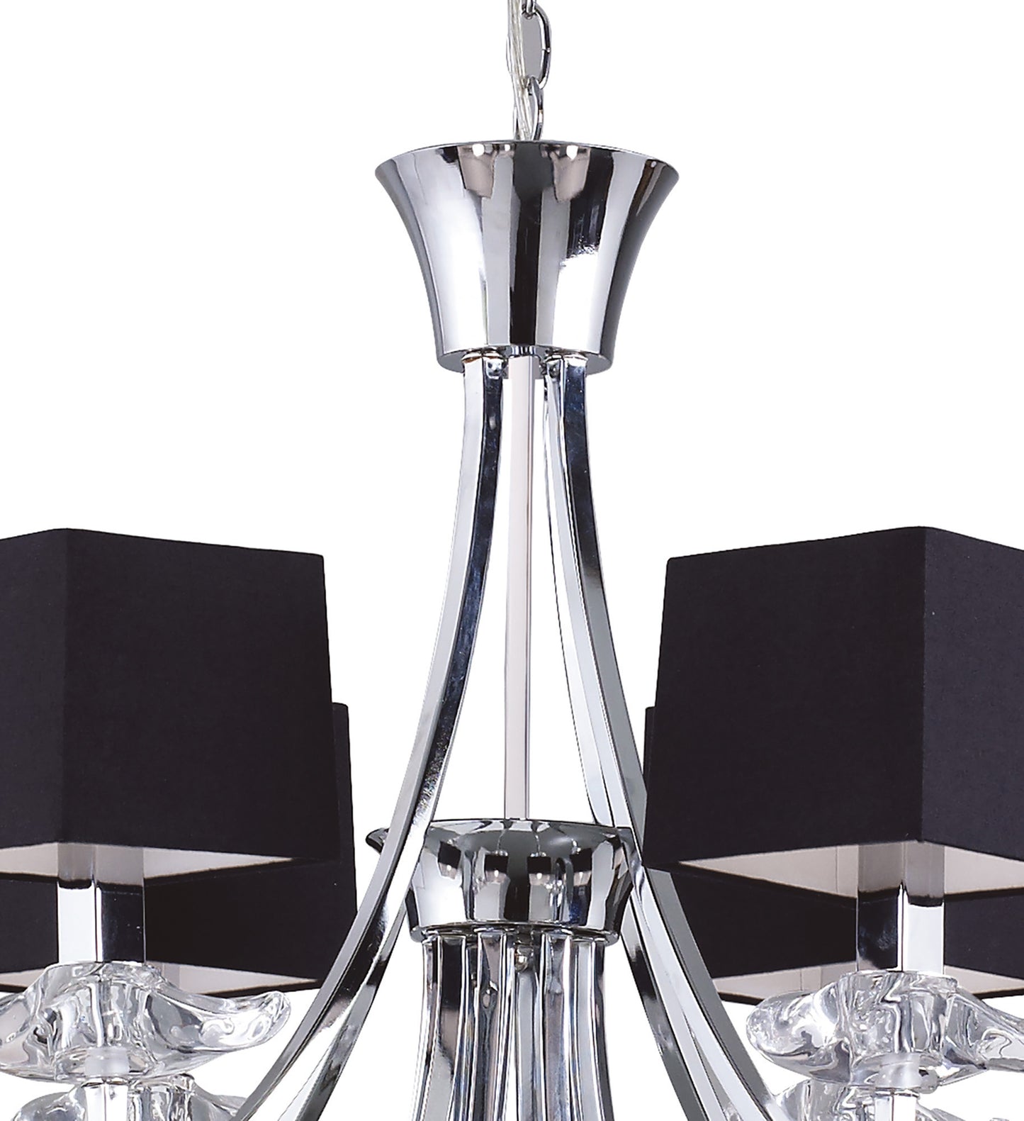 Akira Pendant 2 Tier 12 Light E14, Polished Chrome With Black Shades by Mantra