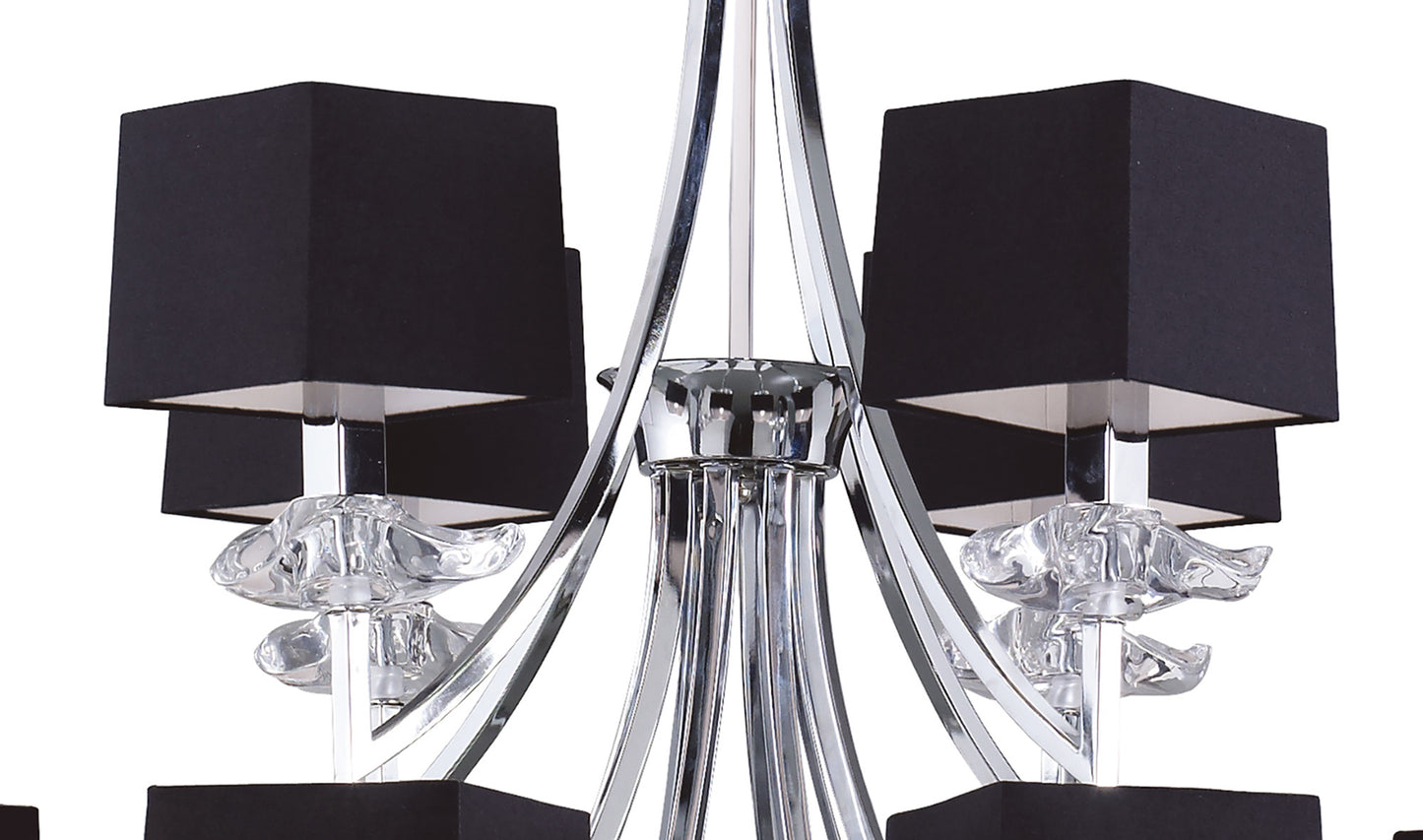 Akira Pendant 2 Tier 12 Light E14, Polished Chrome With Black Shades by Mantra