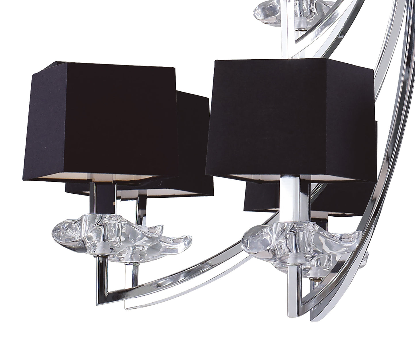 Akira Pendant 2 Tier 12 Light E14, Polished Chrome With Black Shades by Mantra