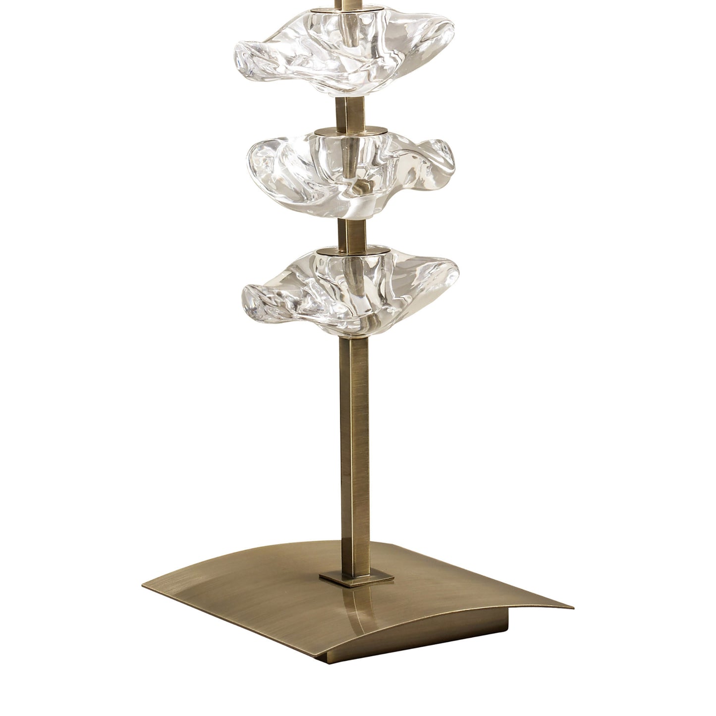 Akira Table Lamp 2 Light E27, Antique Brass With Cream Shade by Mantra