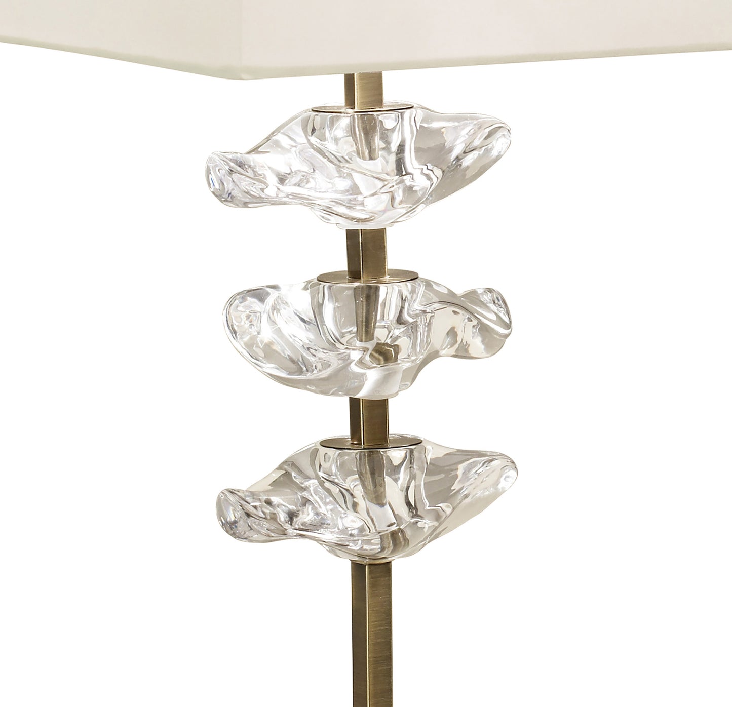 Akira Table Lamp 2 Light E27, Antique Brass With Cream Shade by Mantra