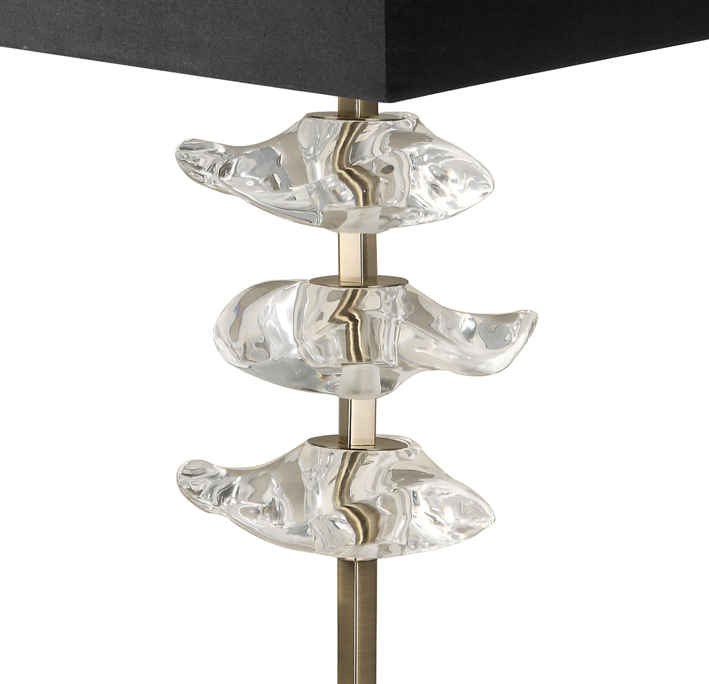 Akira Table Lamp 2 Light E27, Antique Brass With Black Shade by Mantra