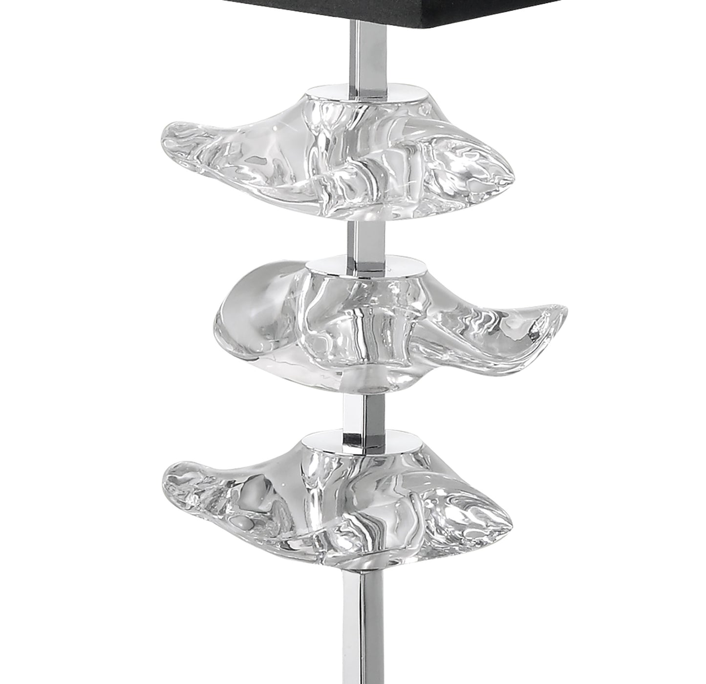 Akira Table Lamp 2 Light E27, Polished Chrome With Black Shade by Mantra