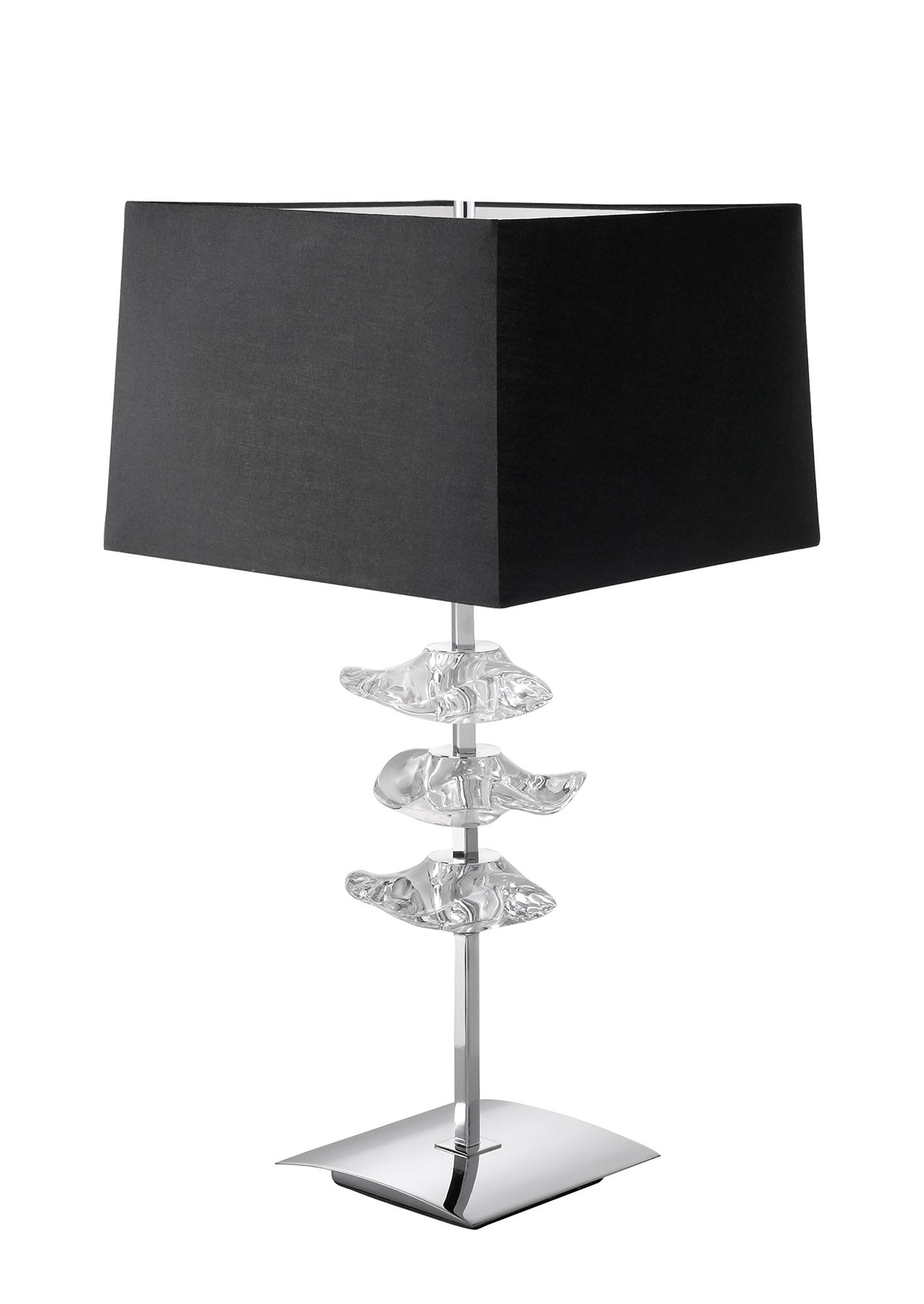 Akira Table Lamp 2 Light E27, Polished Chrome With Black Shade by Mantra