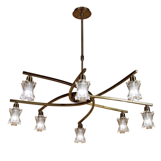 Alaska GU10 Pendant Convertible To Semi Flush 8 Light L1/SGU10, Antique Brass, CFL Lamps INCLUDED by Mantra