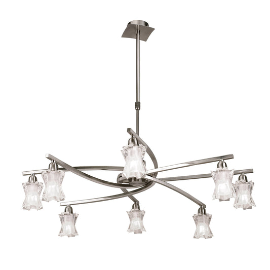 Alaska GU10 Pendant Convertible To Semi Flush 8 Light L1/SGU10, Satin Nickel , CFL Lamps INCLUDED by Mantra