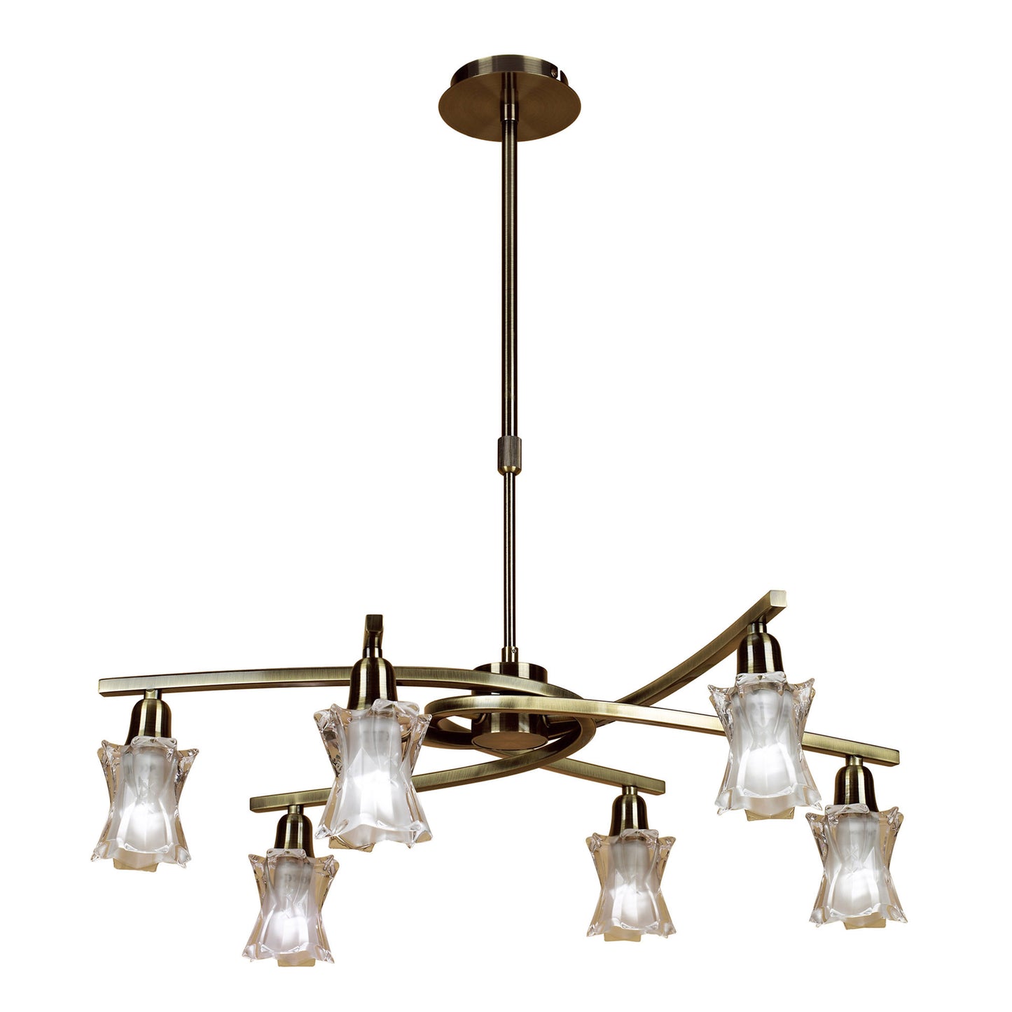 Alaska GU10 Pendant Convertible To Semi Flush 6 Light L1/SGU10, Antique Brass, CFL Lamps INCLUDED by Mantra