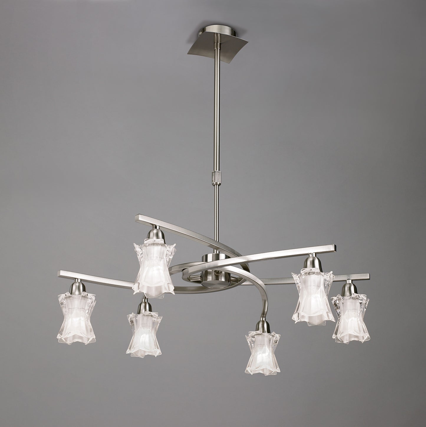 Alaska GU10 Pendant Convertible To Semi Flush 6 Light L1/SGU10, Satin Nickel, CFL Lamps INCLUDED by Mantra