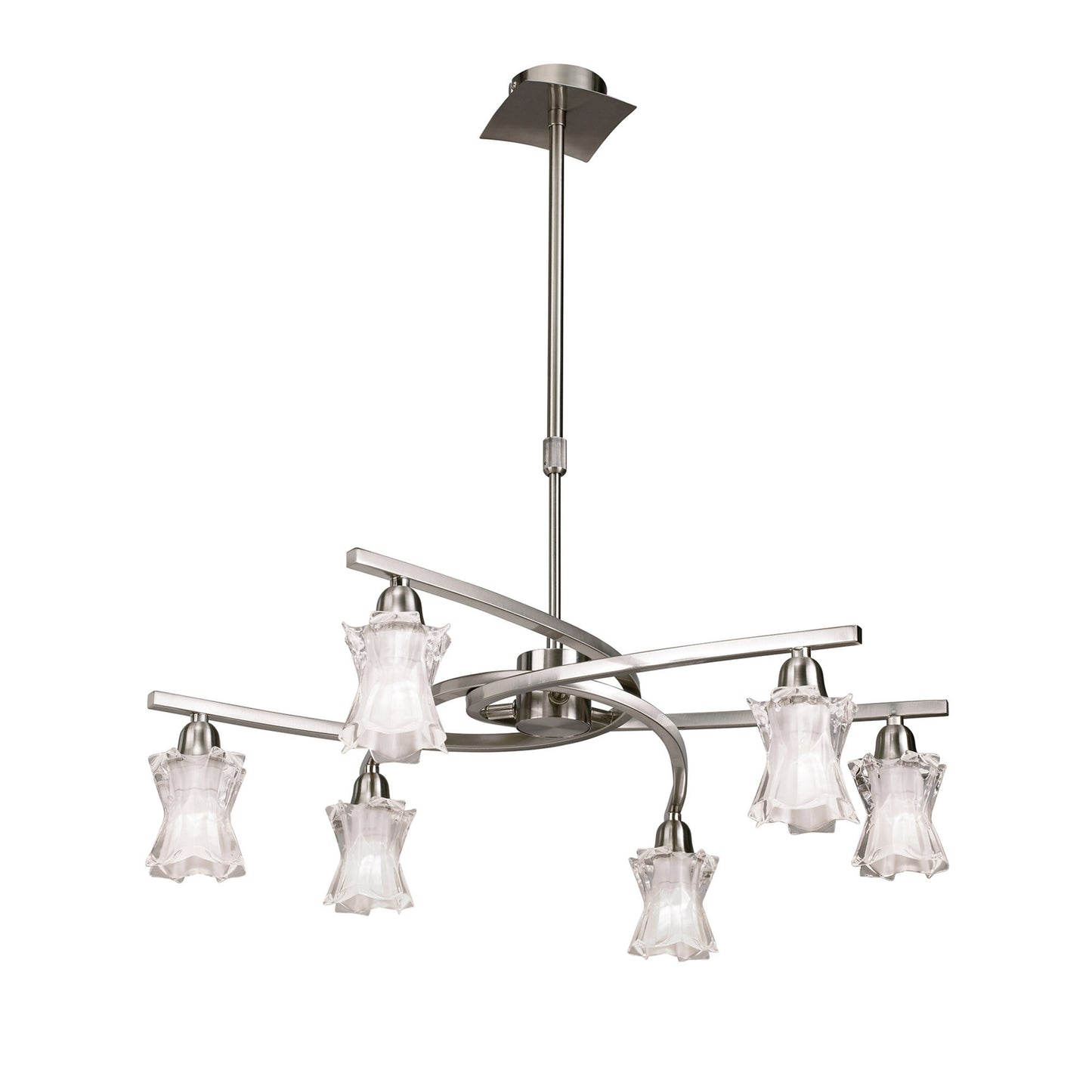 Alaska GU10 Pendant Convertible To Semi Flush 6 Light L1/SGU10, Satin Nickel, CFL Lamps INCLUDED by Mantra