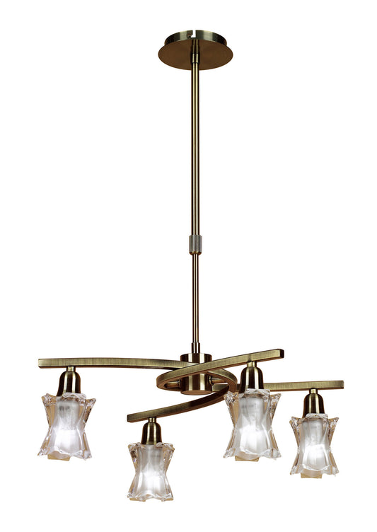 Alaska GU10 Pendant Convertible To Semi Flush 4 Light L1/SGU10, Antique Brass, CFL Lamps INCLUDED by Mantra