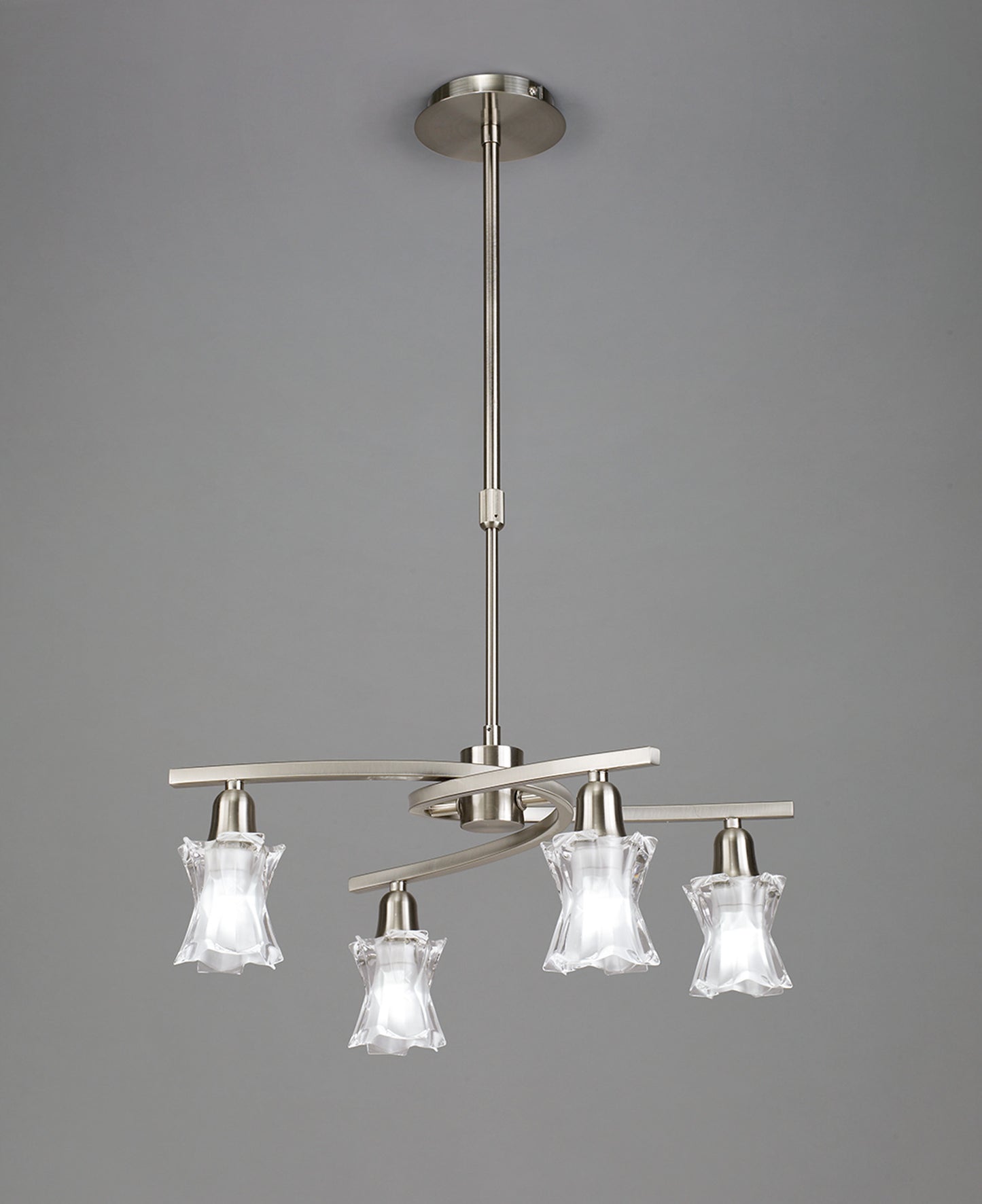 Alaska GU10 Pendant Convertible To Semi Flush 4 Light L1/SGU10, Satin Nickel, CFL Lamps INCLUDED by Mantra